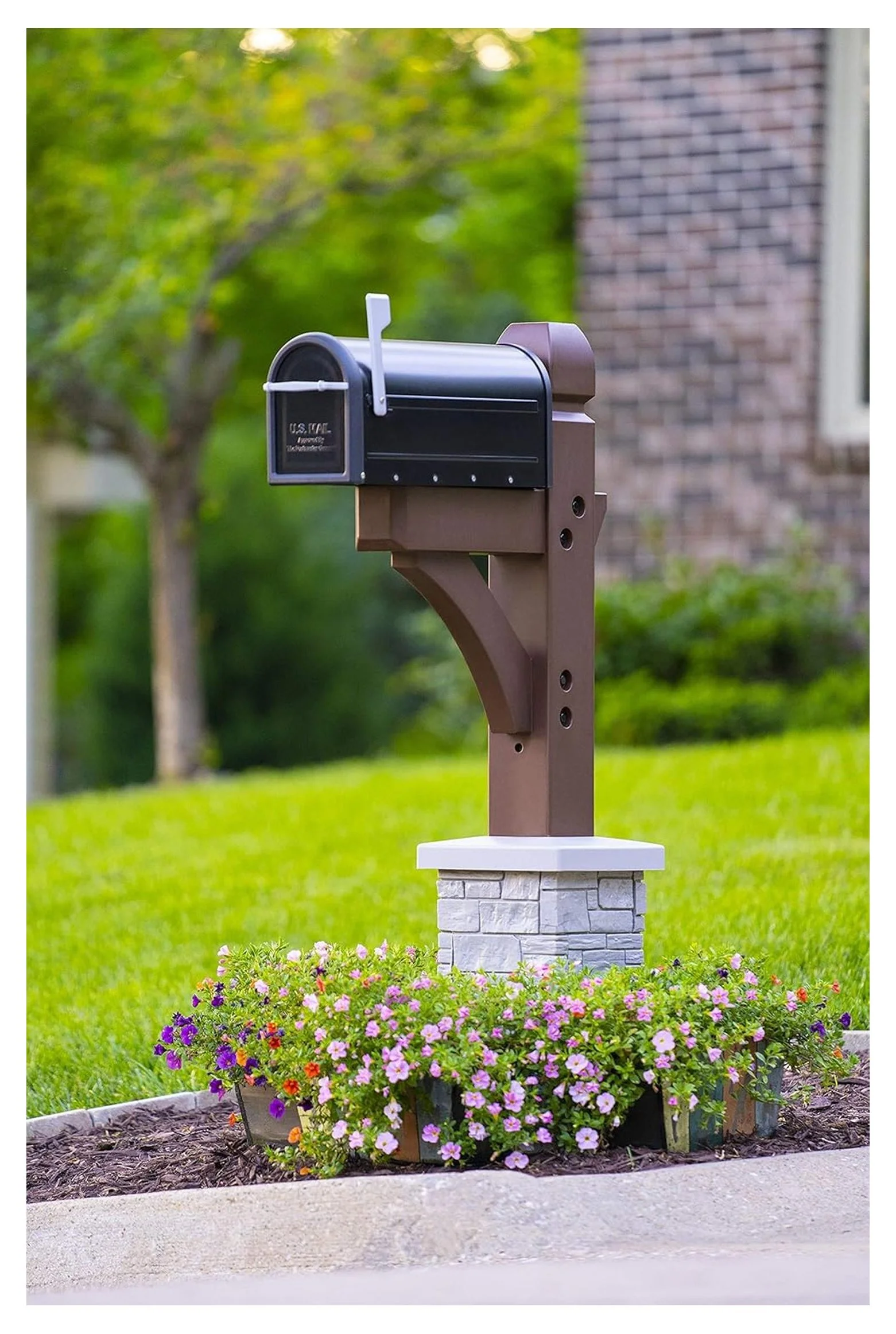 Premium Mailbox Post Set Cross - Arm Classic Coffee