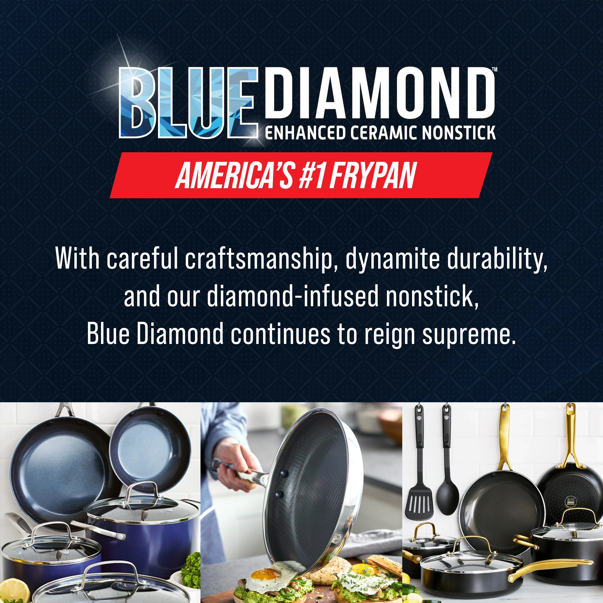 10 Piece Diamond Bond Hybrid Ceramic Nonstick Stainless Steel Cookware Set, Dishwasher Safe Image 2
