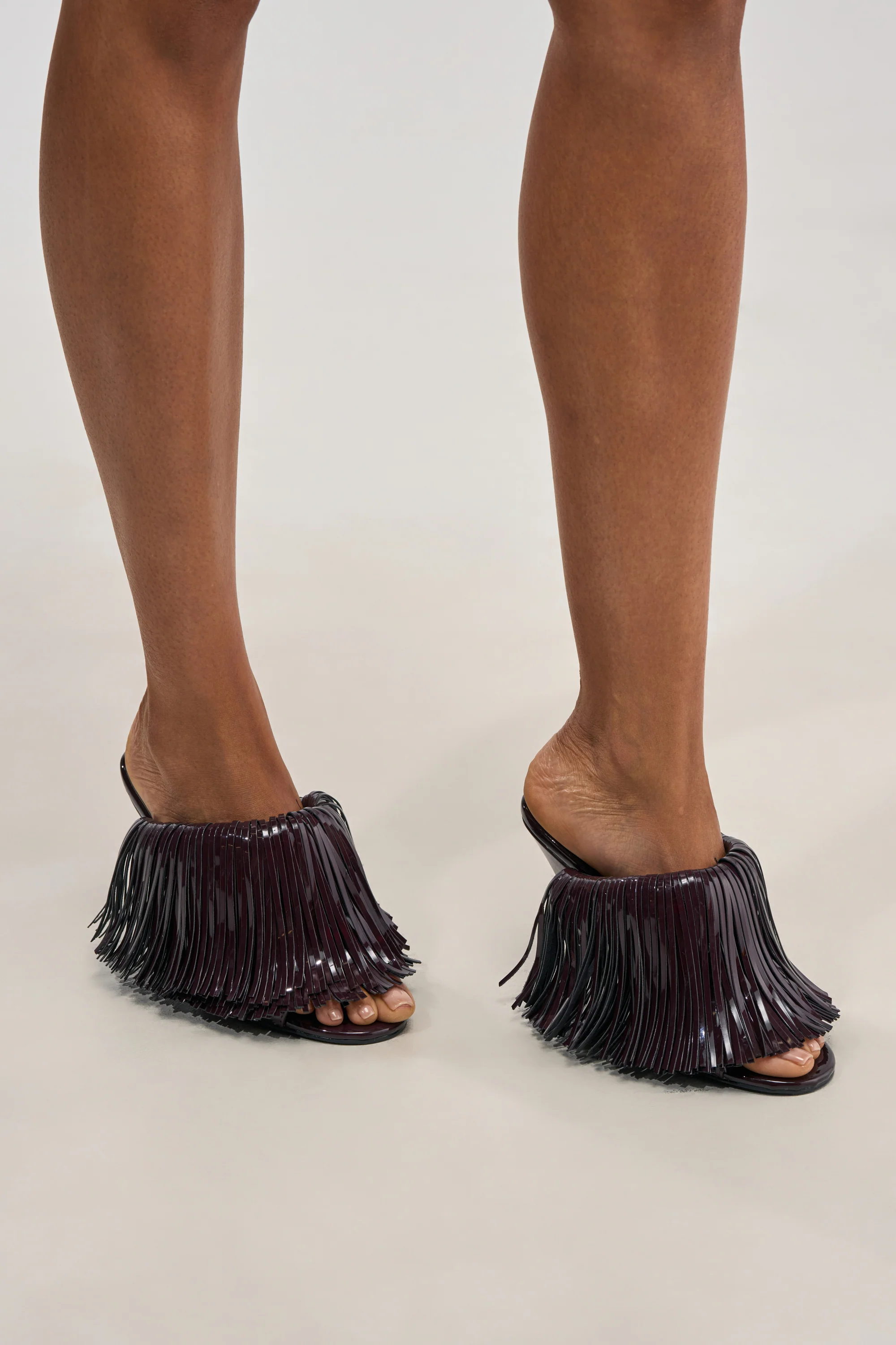 AZALEA WANG VAILYN PURPLE PATENT FRINGE PU WEDGE SANDAL - Akira Store