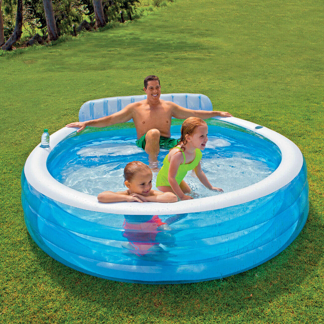 Piscinette gonflable enfant Intex banc intégré 216x224xH76cm