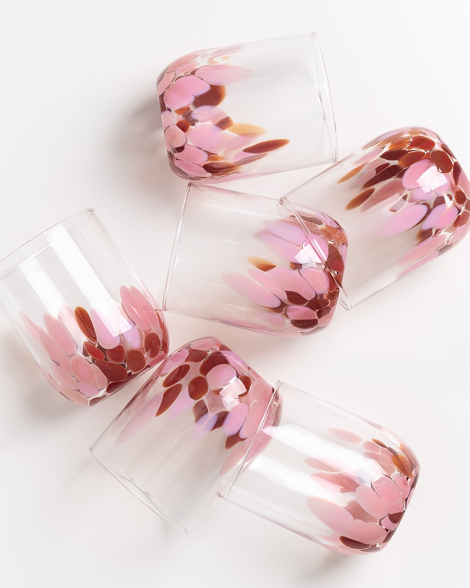 ALEGRIA - LARGE GLASS AMBER PINK SET OF 6