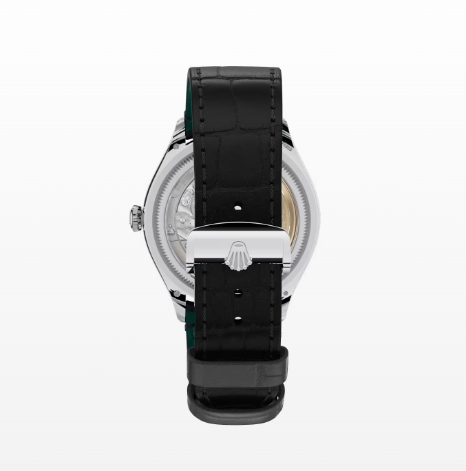 Replica Luxury Rolex Perpetual 1908 Platinum Black Leather Strap 39MM Watch