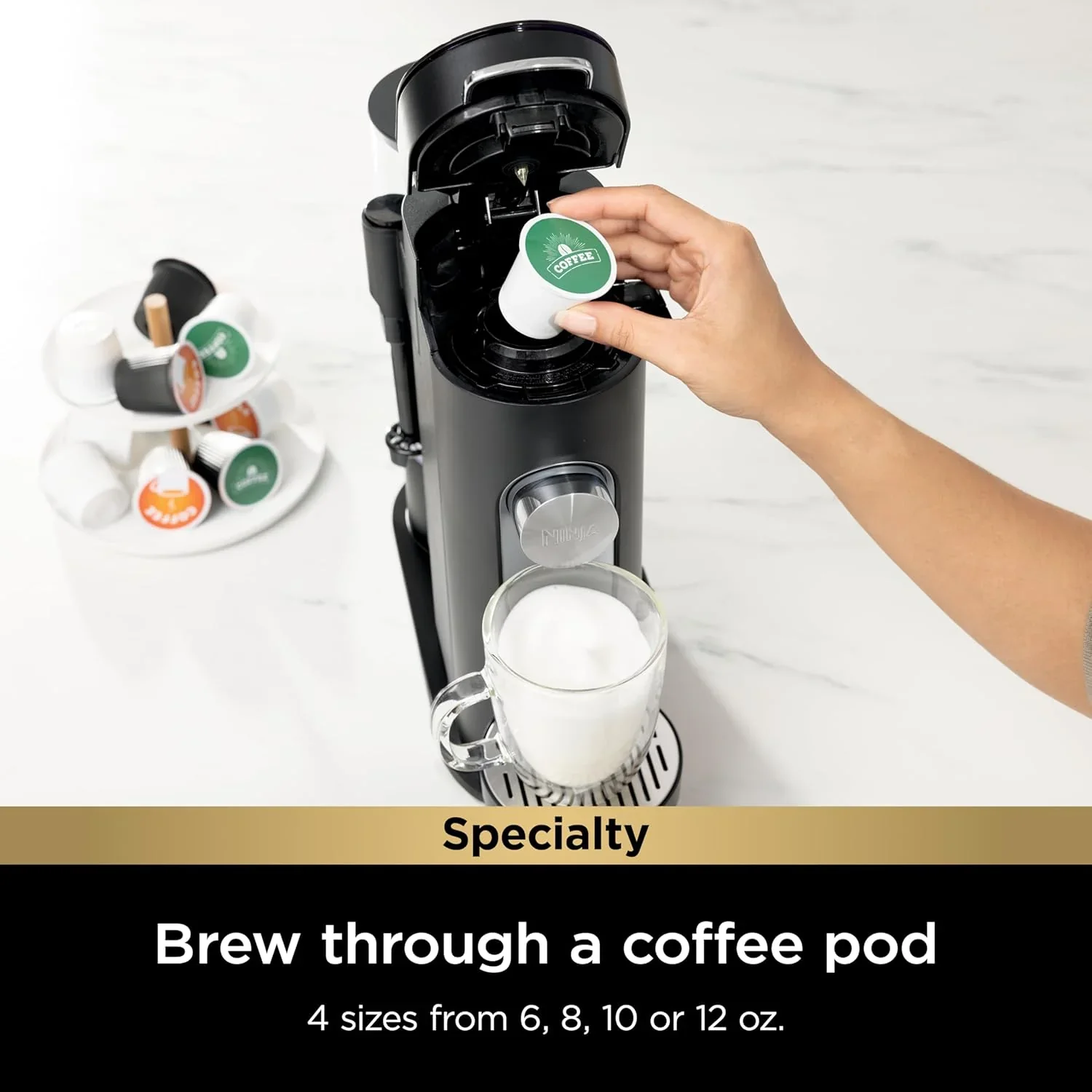 Cafetière Ninja à dosettes individuelles, compatible K-Cup, 4 méthodes d'infusion