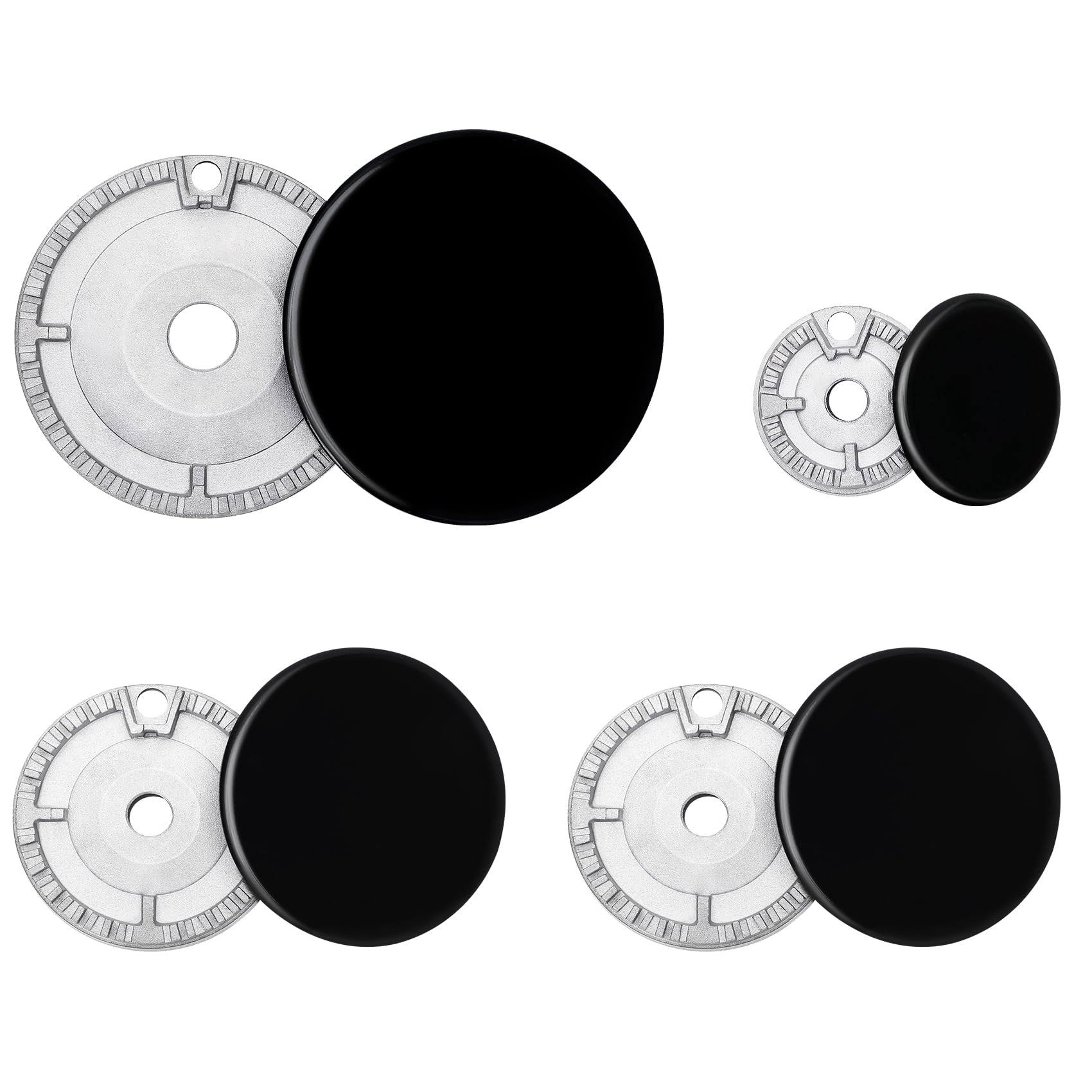 Lapert Upgraded Cooker Hat Set,Surface Gas Stove Burner Caps and Burner Head Replacement Kit,Fits Most Gas Stove Burners,Black