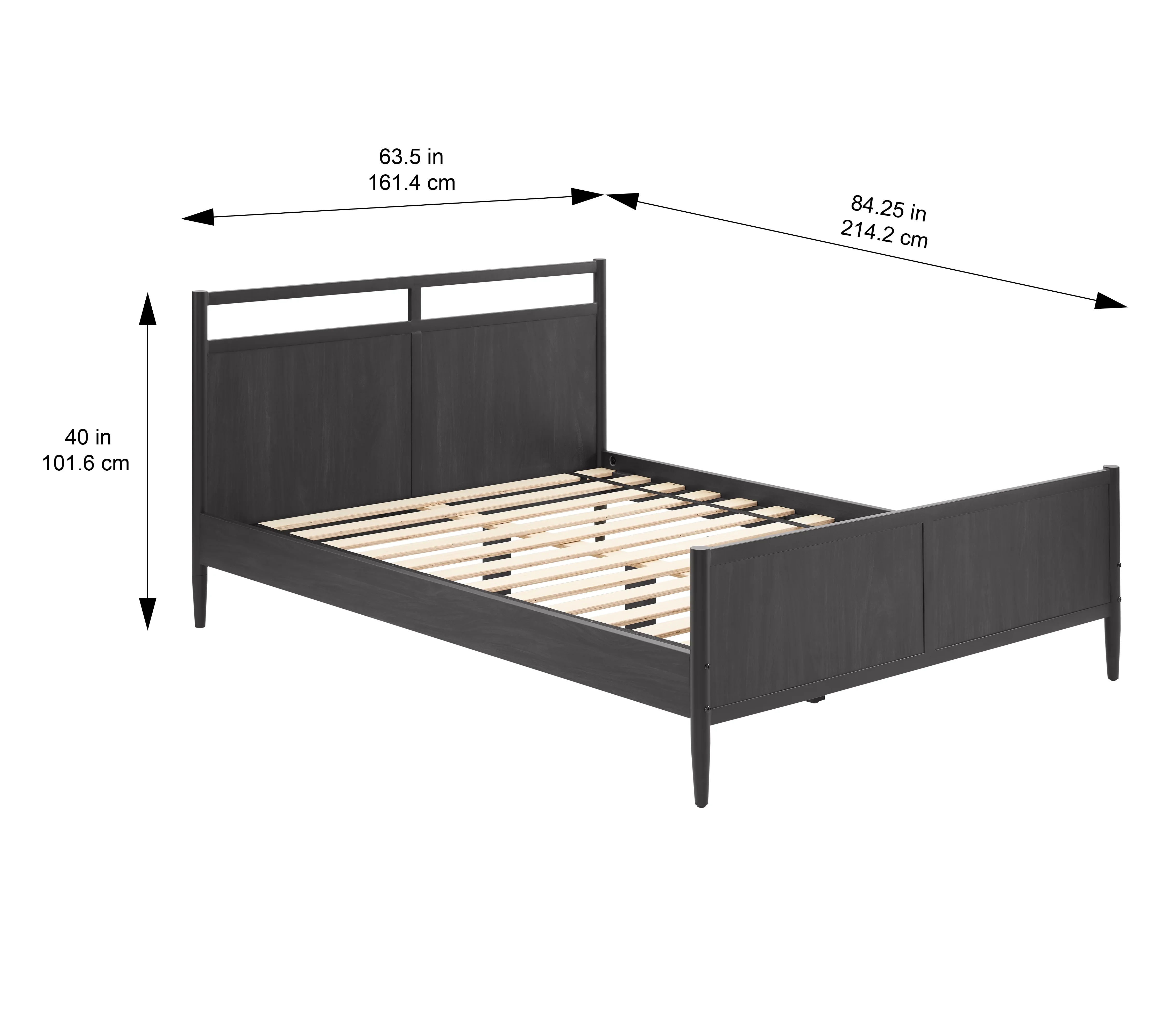 Better Homes & Gardens Oaklee Queen Bed, Charcoal Finish