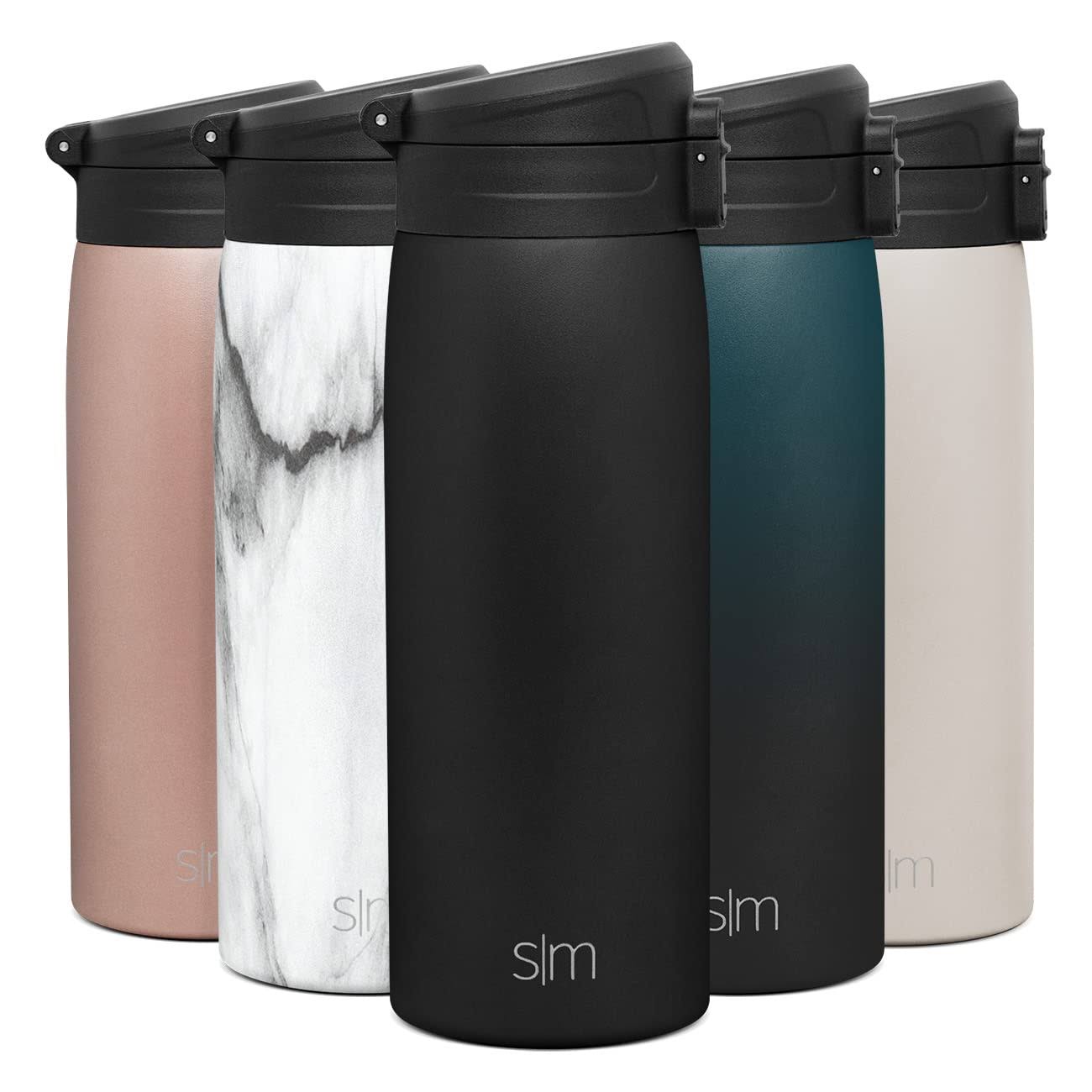 Simple Modern Kona Thermos Insulated Travel Mug with Flip Lid -Stainless Steel Coffee Cup Tumbler, 16oz, Midnight Black