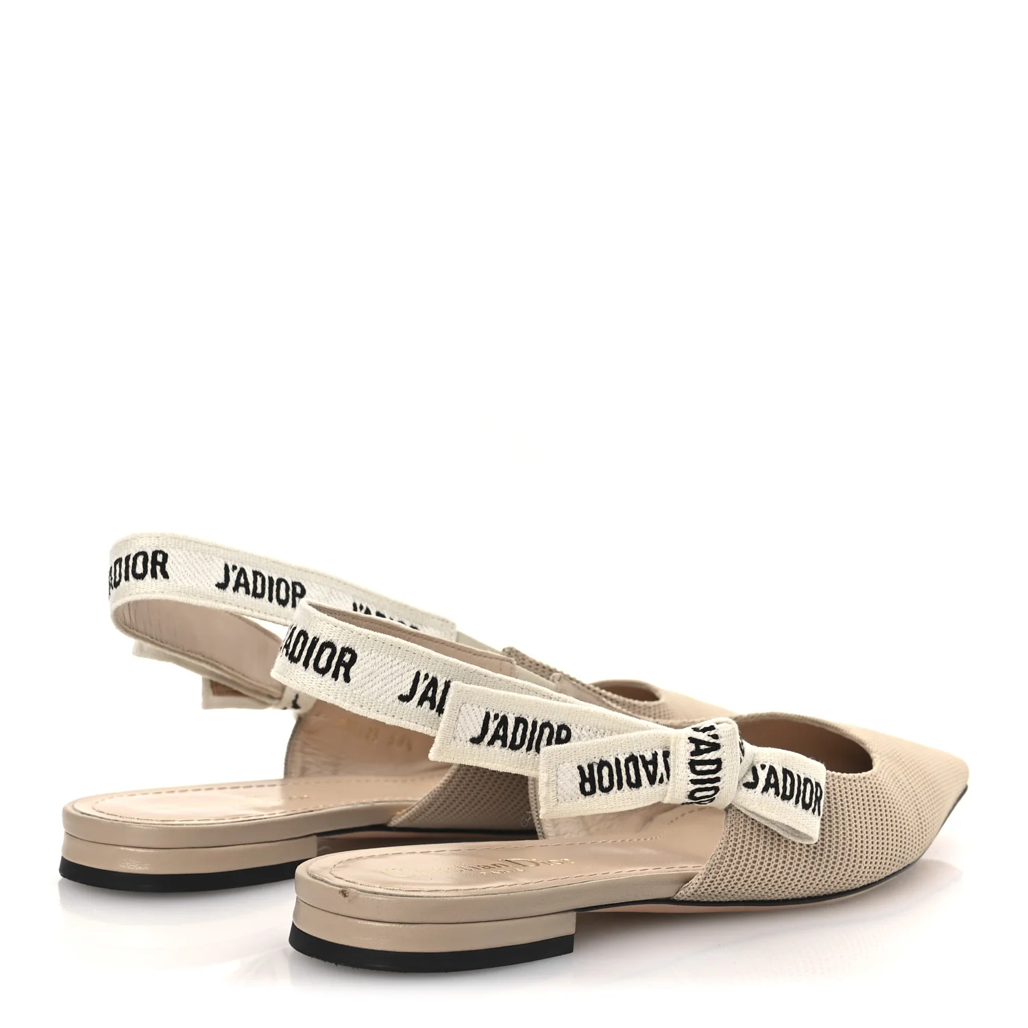 Technical Canvas Ribbon J'Adior Slingback Ballet Flats 38.5 Powder Nude