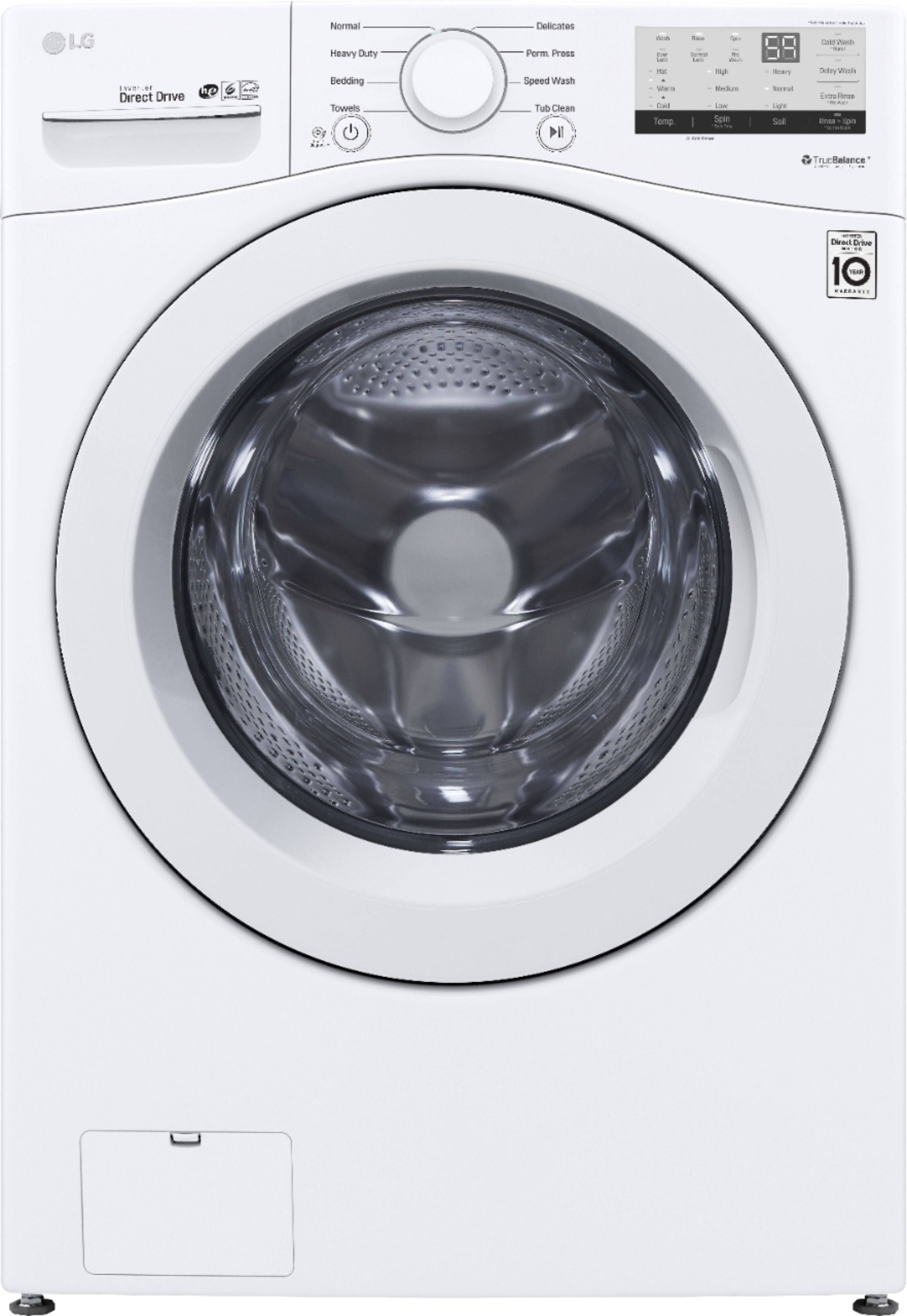 LG - 4.5 Cu. ft. High Efficiency Stackable Front-Load Washer with 6Motion Technology - White