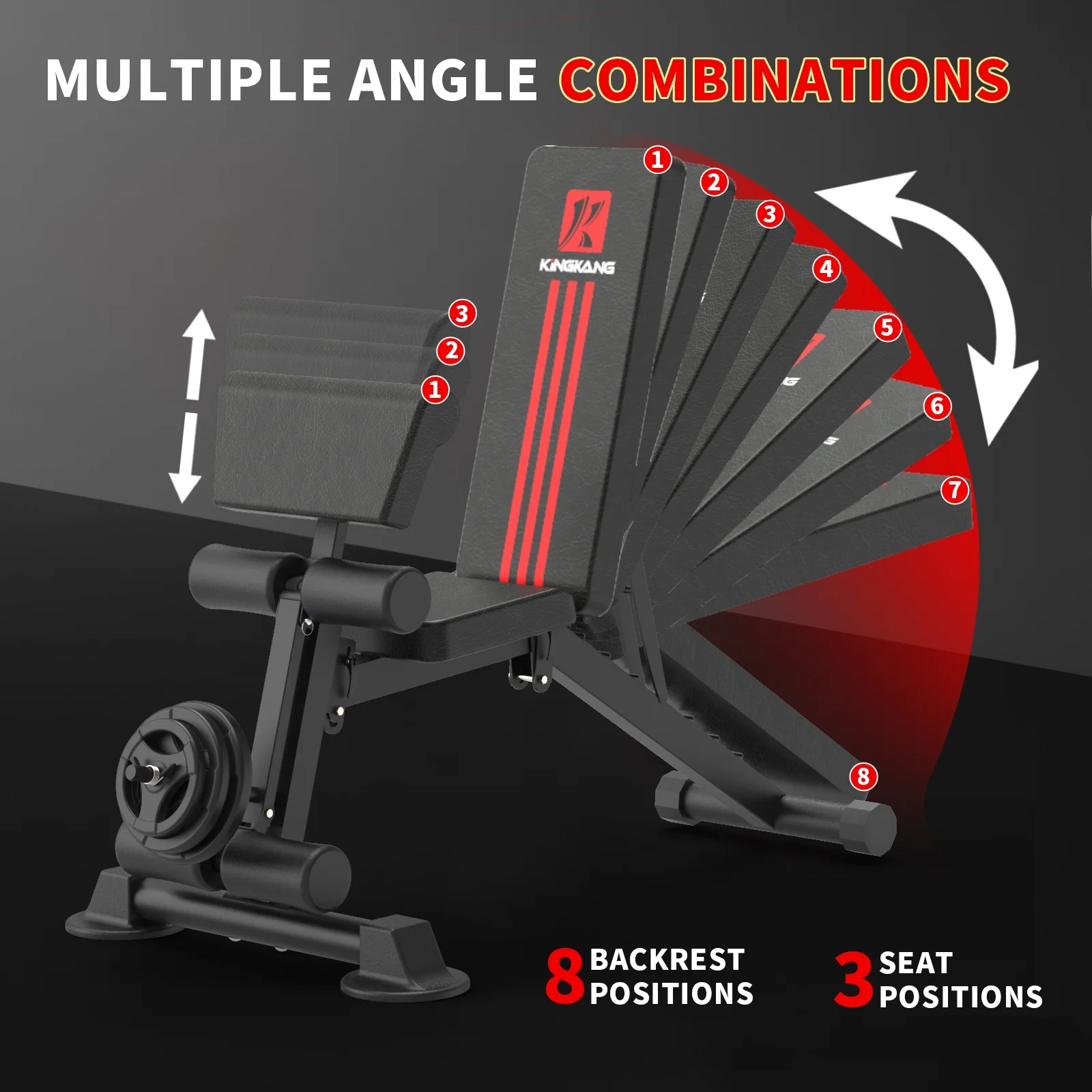 Adjustable Weight Bench, Exercise Dumbbells Bench for Full Body Workout,Foldable Workout Bench for Home Gym Maximum Weight 660 Lbs - Image 5