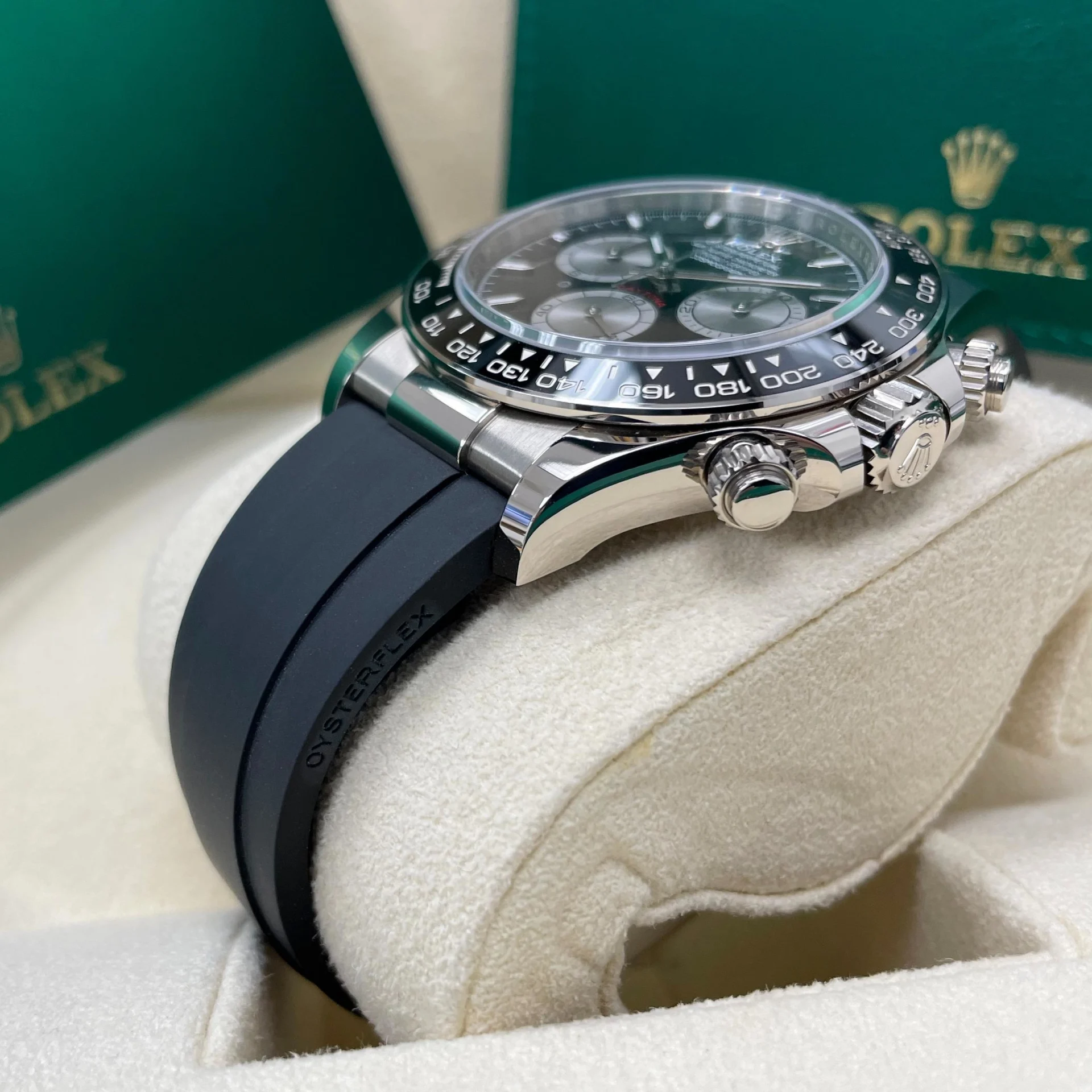 [Super Clone]Rolex Cosmograph Daytona White Gold Mens Watch-126519LN Black Oysterflex