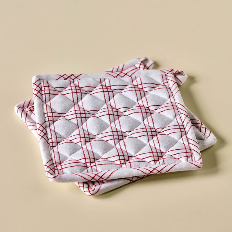 Chef gryteklut 22,5x22,5 cm 2 stk rød/hvit