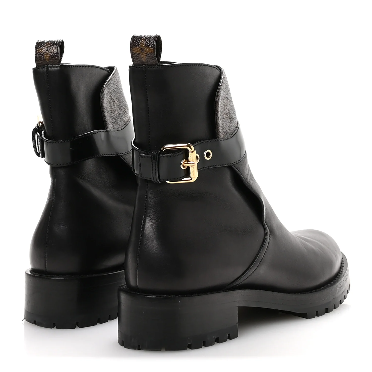 Calfskin Monogram Discovery Flat Ankle Boots 38 Black