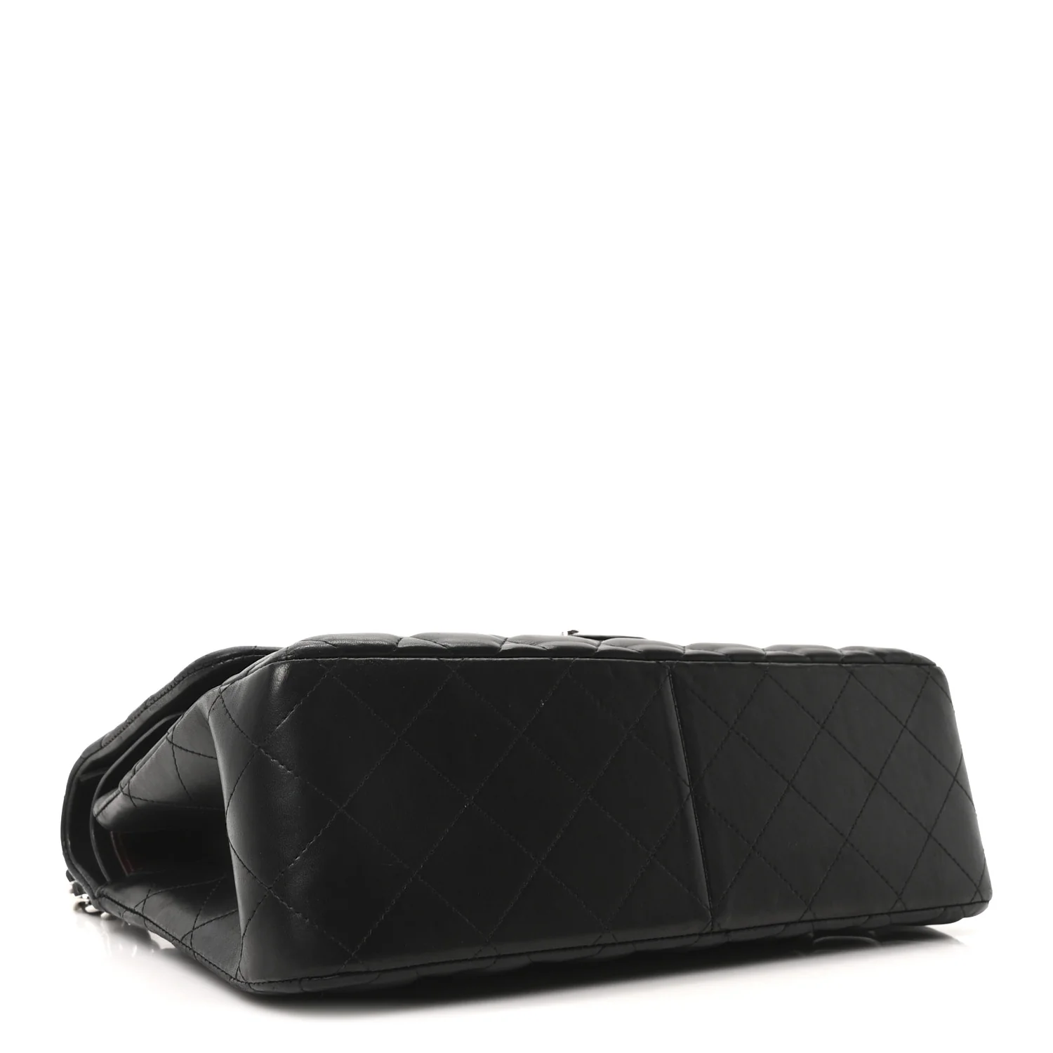 Lambskin Quilted Jumbo Double Flap Black