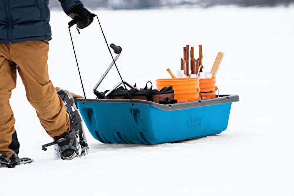 Trek 52 Utility Sled Ram-X Runners, Pull Rope and Travel Cover 4 Season Sled Heavy Duty RAM-X Construction Carry Up to 226 lb Cyan - Image 2