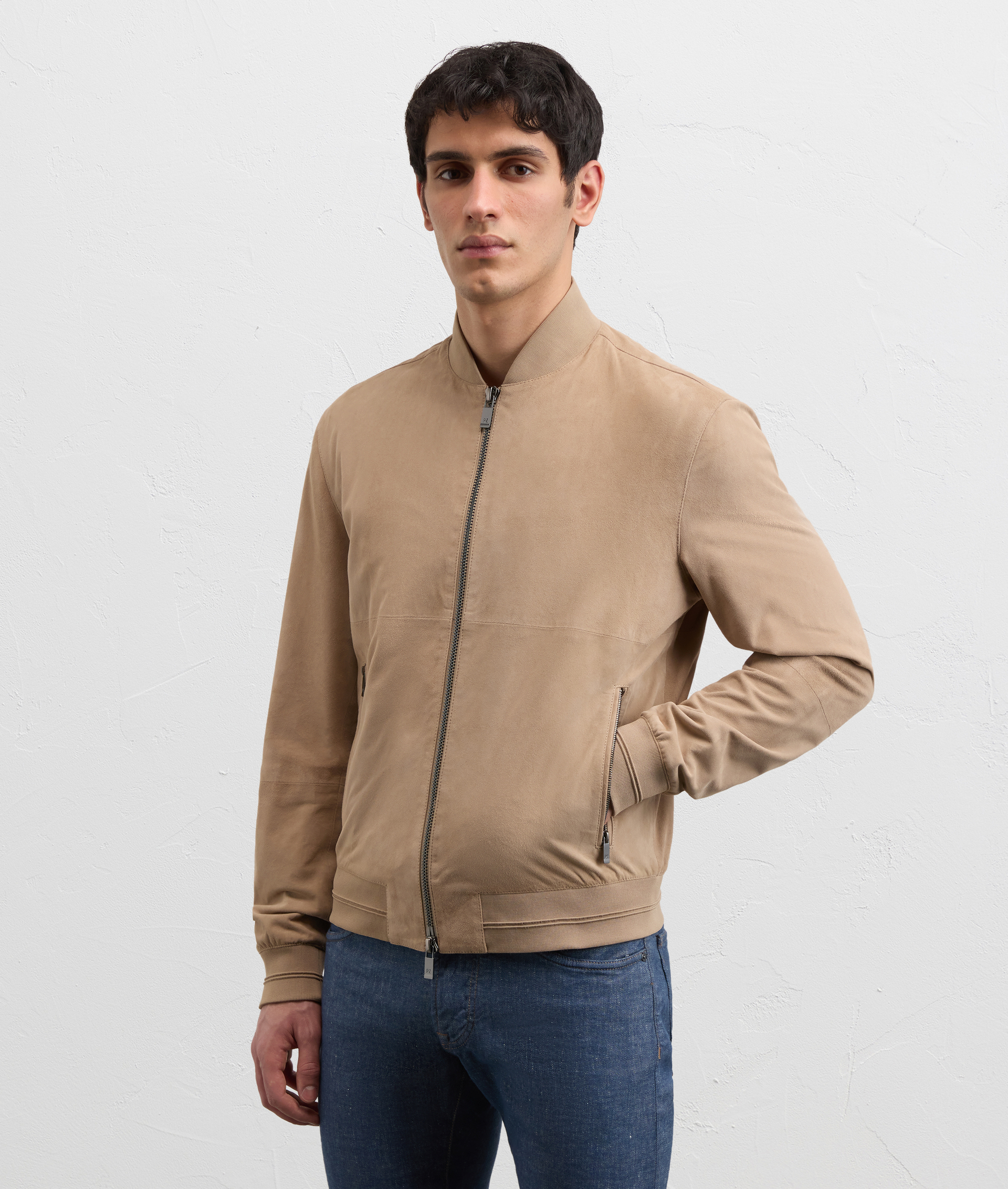 LIGHT BROWN GOAT SUEDE ULTRA LIGHTWEIGHT BOMBER JACKET
