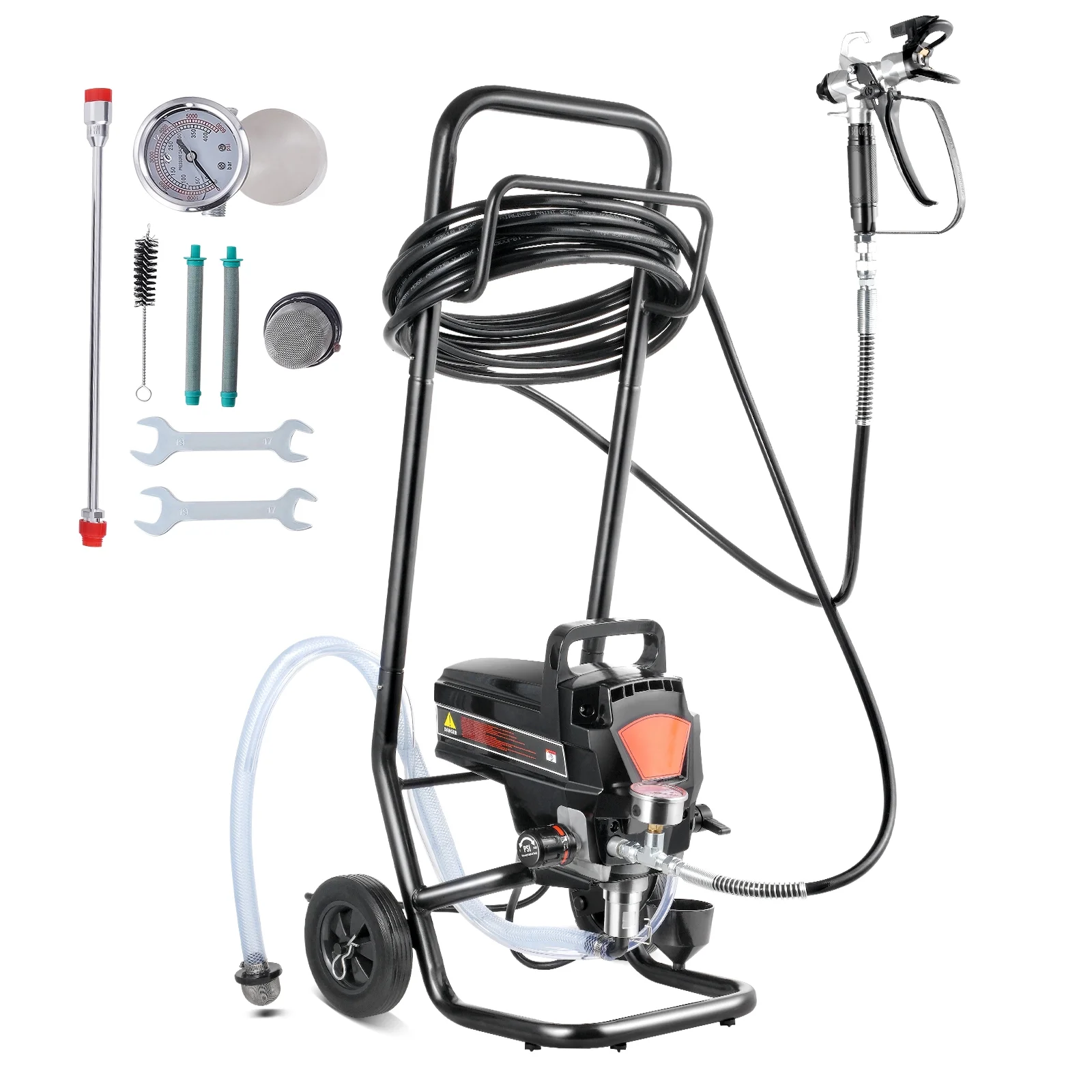 KFFKFF Stand Airless Paint Sprayer 950W 3000PSI Electric Paint Sprayer with Cart