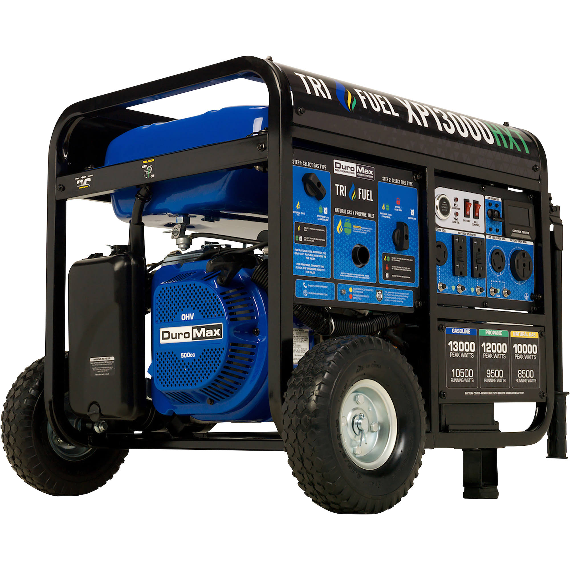 DuroMax XP13000HXT 13.000 Watt Tri Fuel Portable HXT Generator w/ Co Alert-Instock