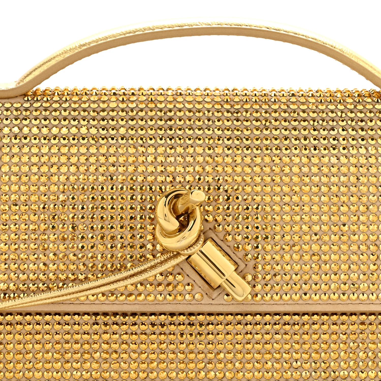 Nappa Crystal Long Andiamo Top Handle Clutch Porridge