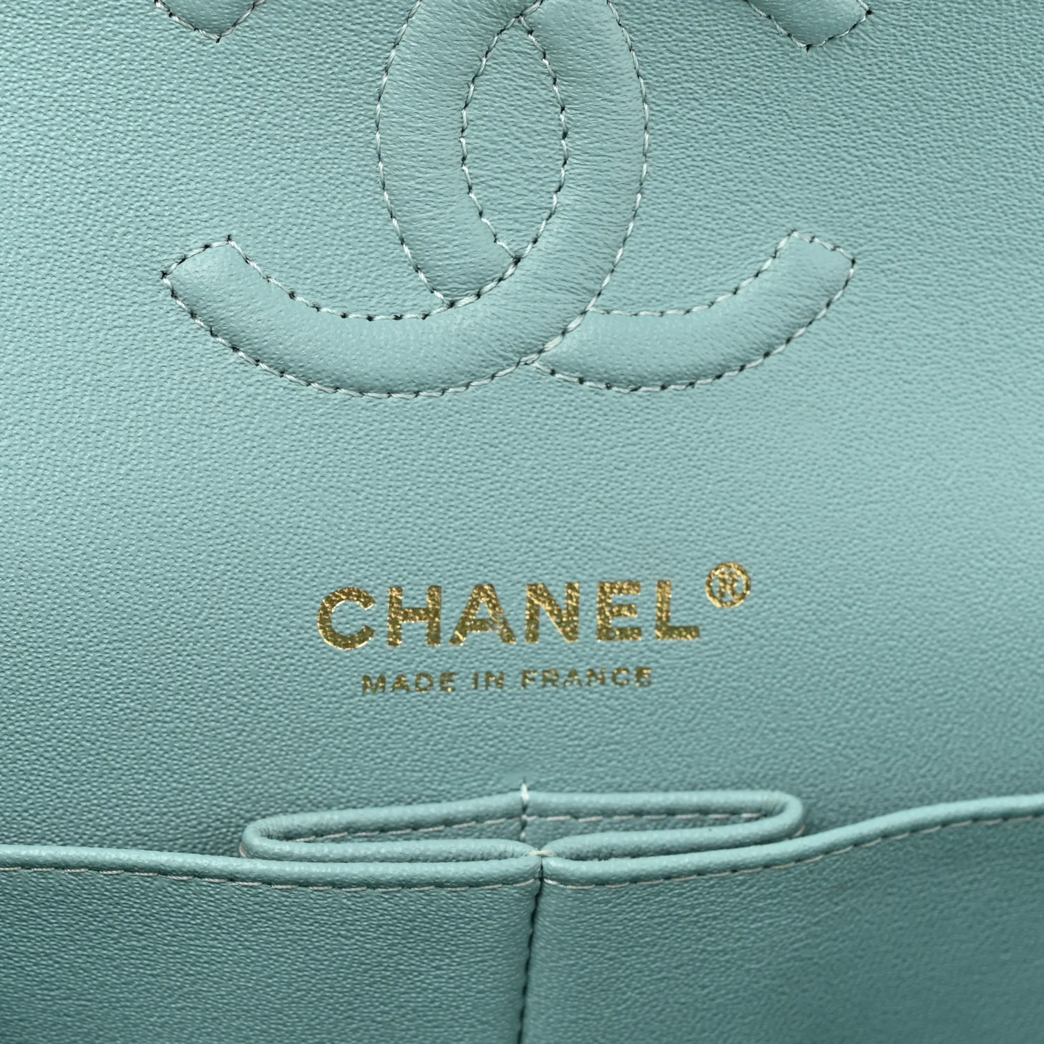 Caviar Quilted Small Double Flap Light Blue