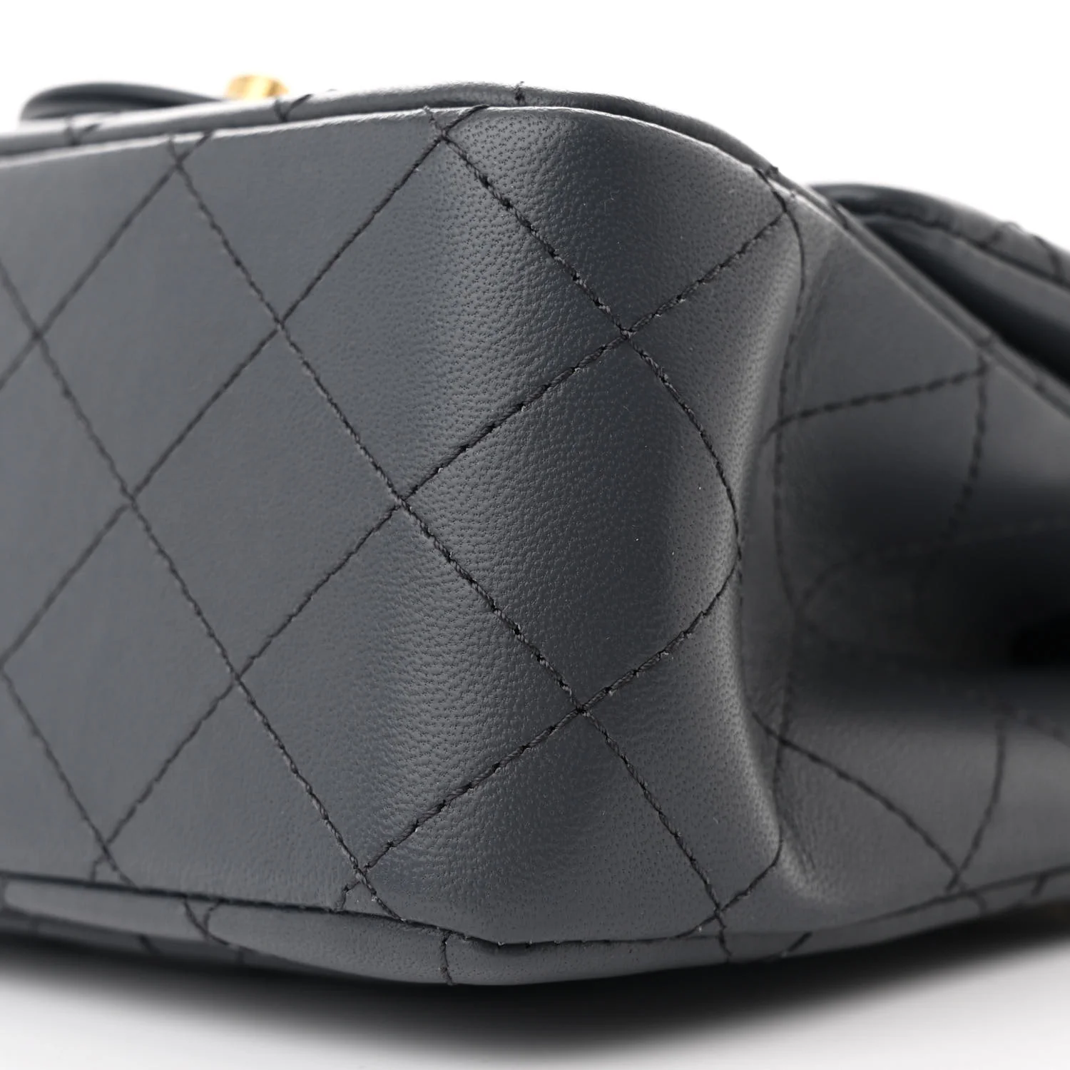 Lambskin Quilted Mini Pearl Crush Flap Dark Grey