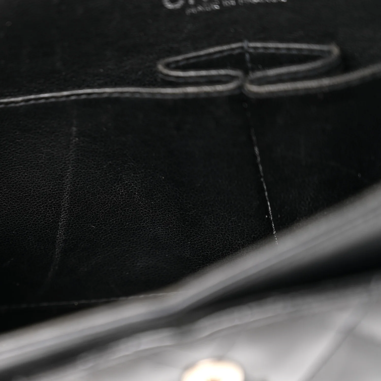 Patent Quilted Medium Double Flap Black