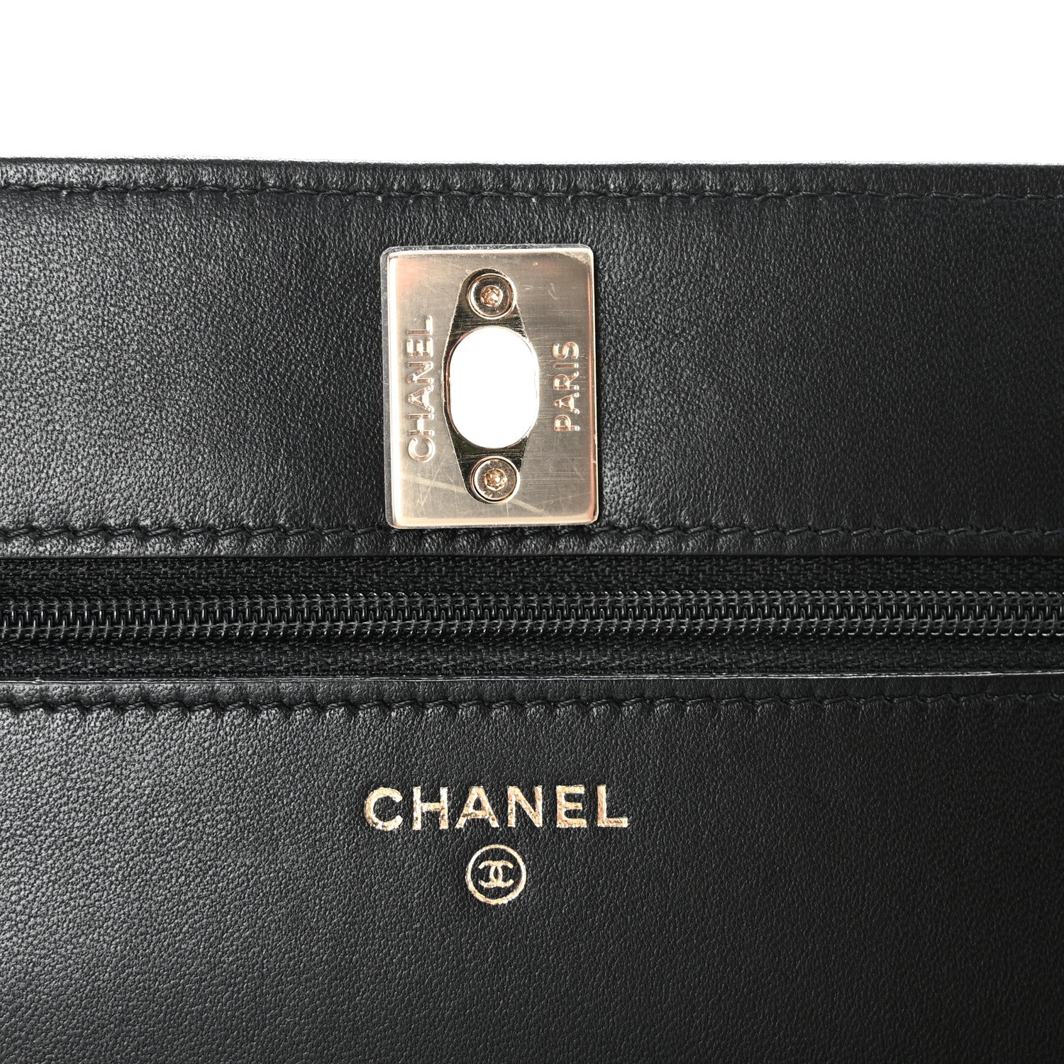 Lambskin Quilted Trendy CC Wallet On Chain WOC Black