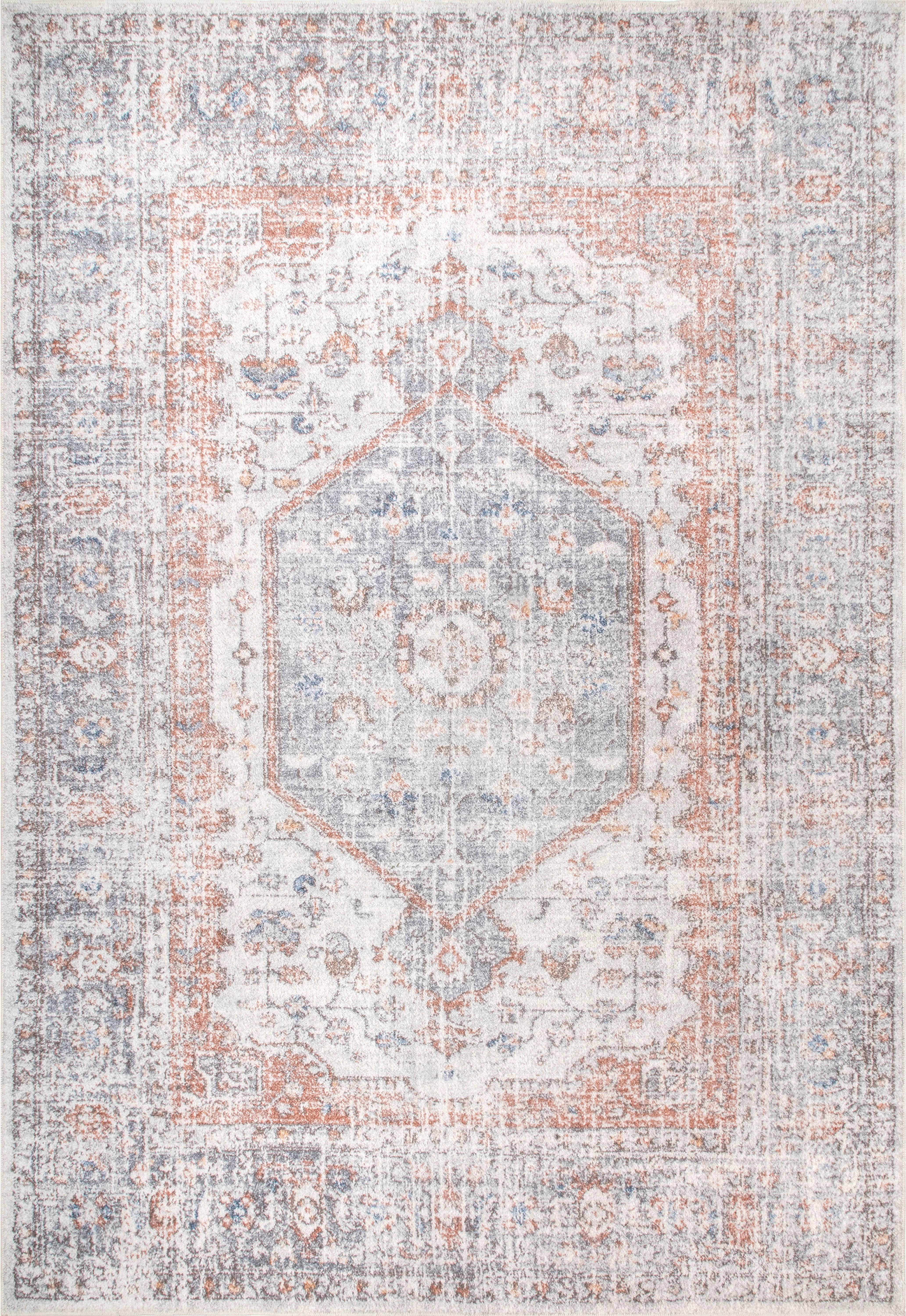 nuLOOM Jacquie Machine Washable Vintage Floral Area Rug, Grey, 2x3 ft