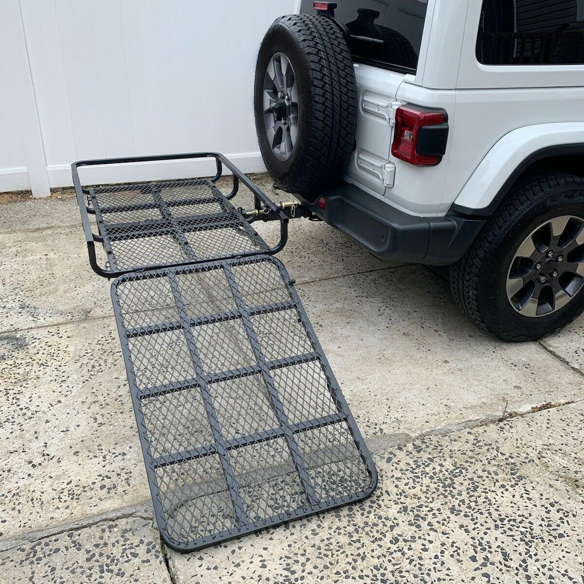 Hitch-Mounted Cargo Carrier with Mobility Ramp for Disability Medical Rack Wheelchair Scooter Lawn Mower Snow Blower Hauler 500lb Capacity Basket-Style - Image 8
