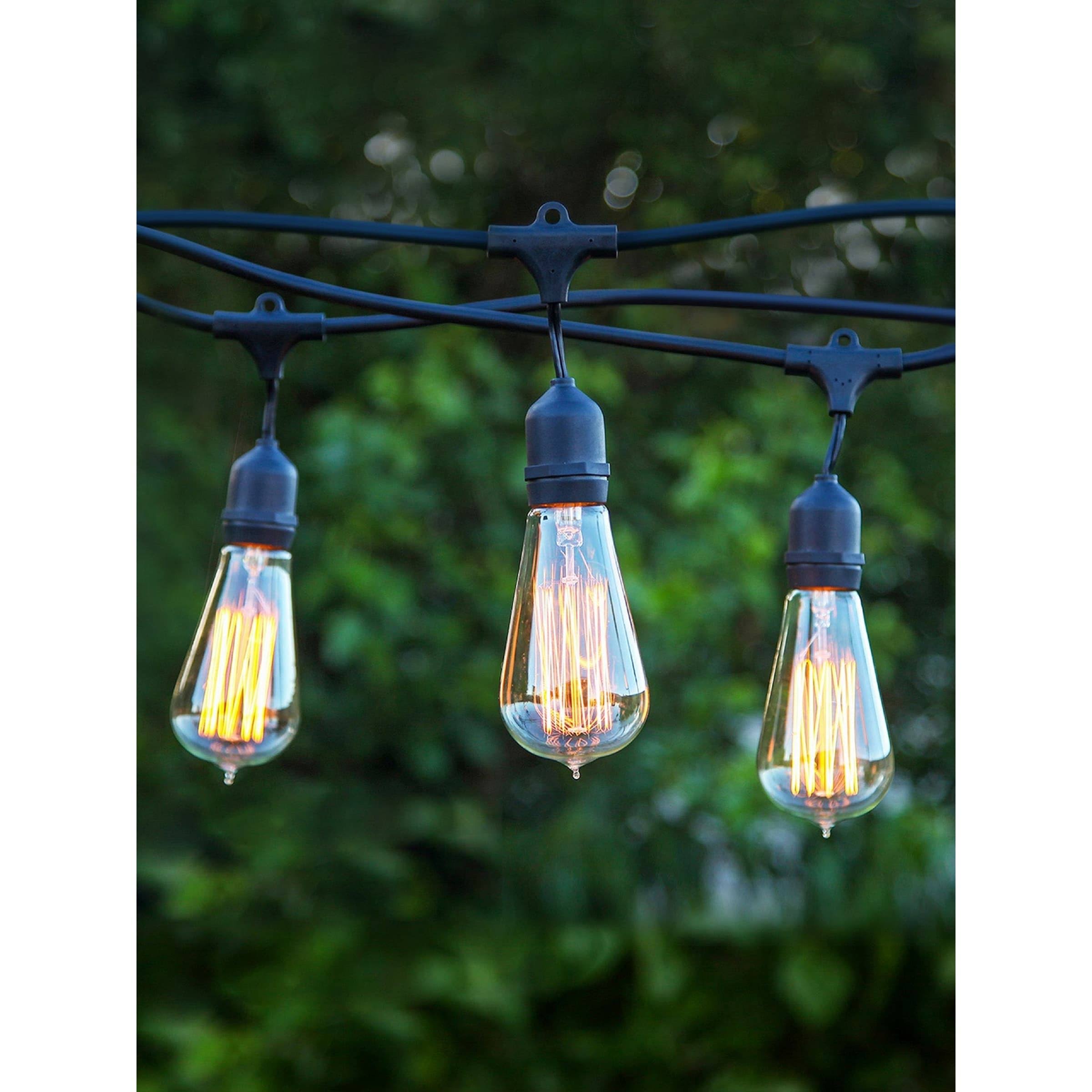 Brightech Ambience Pro - Waterproof Incandescent Outdoor String Lights - Hanging Vintage Edison Filament Bulbs - 48 ft