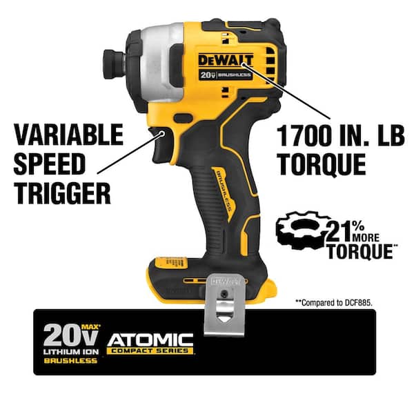 ATOMIC 20V MAX Cordless Brushless Compact 1/4 in. Impact Driver, (2) 20V 1.3Ah Batteries, Charger, and Bag - Image 3