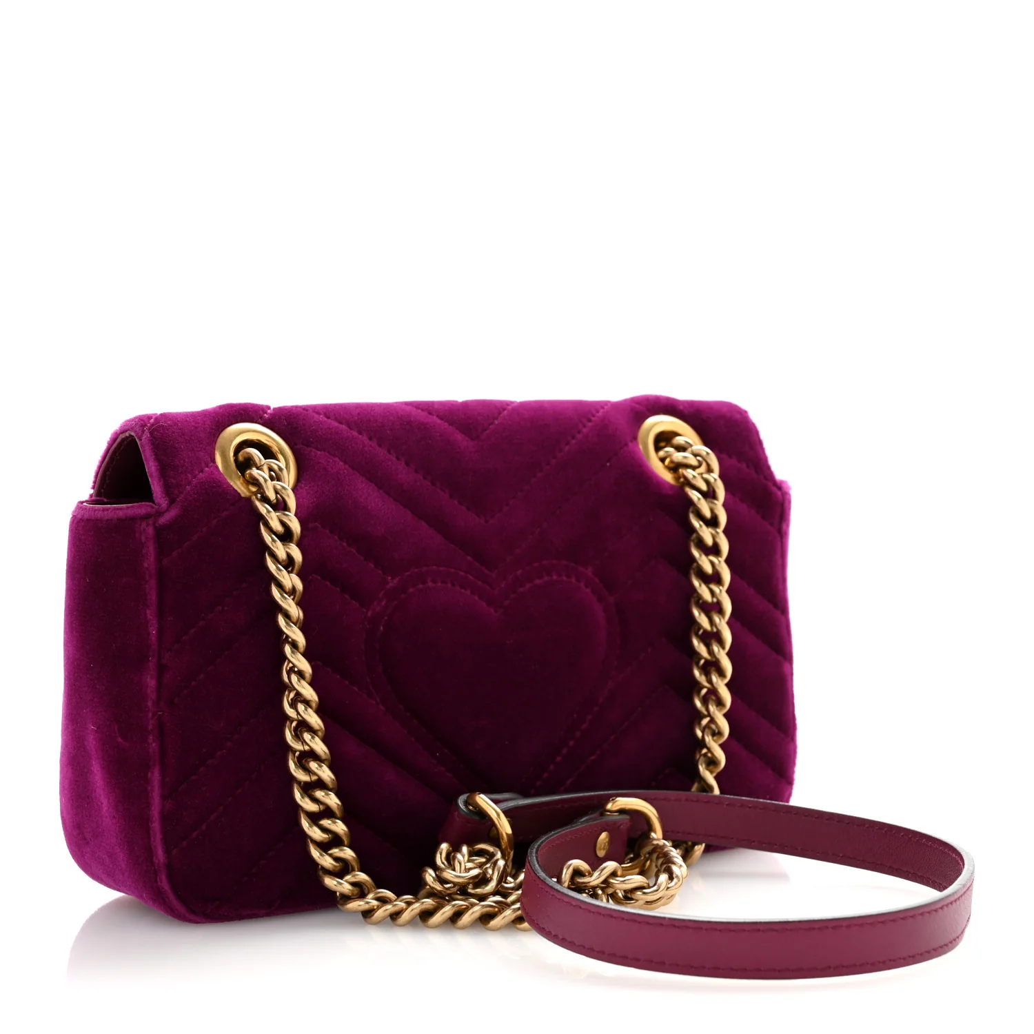 Velvet Matelasse Embroidered Mini GG Marmont Shoulder Bag Bordeaux
