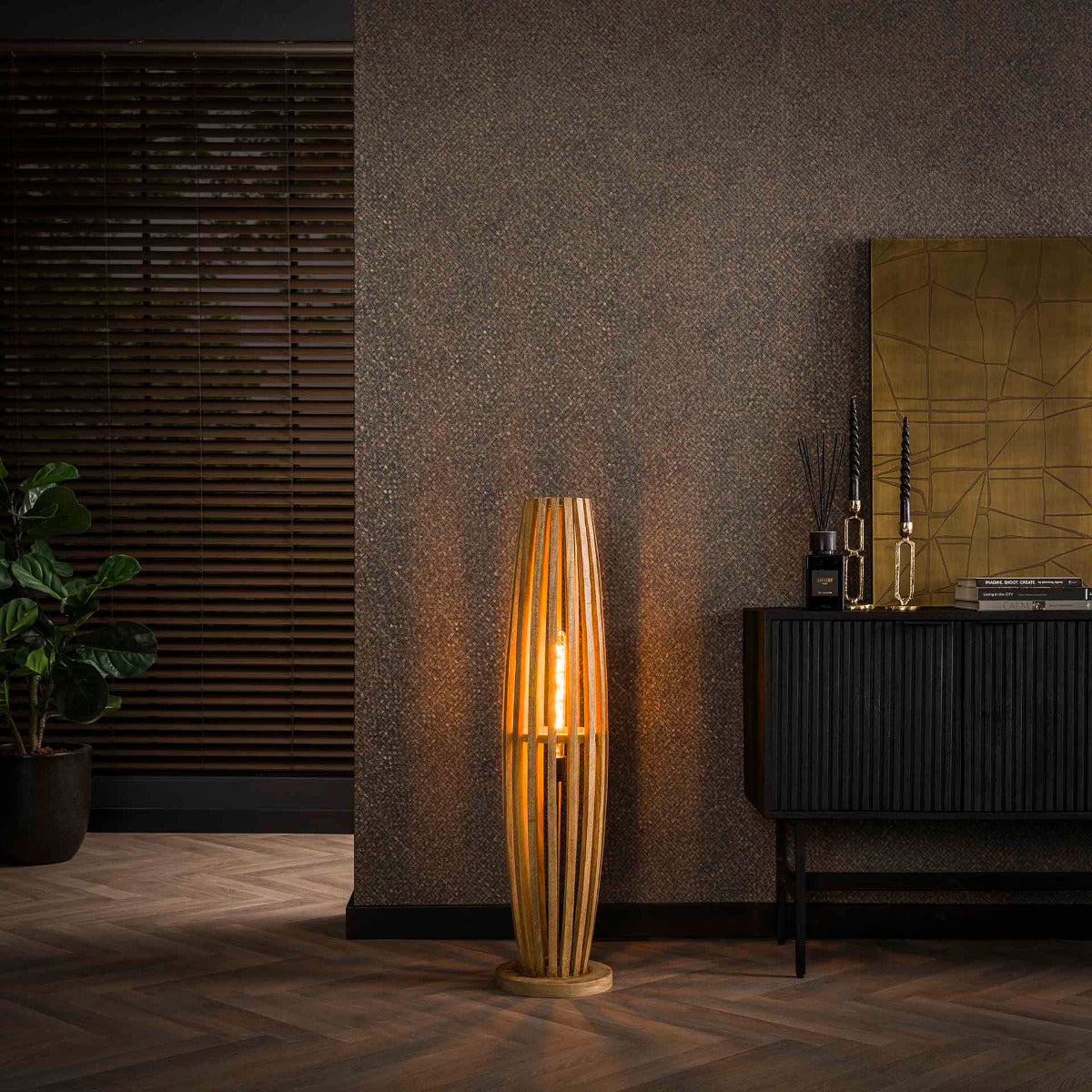 Fraaai - Stevie vloerlamp 2L orbit - massief mango naturel