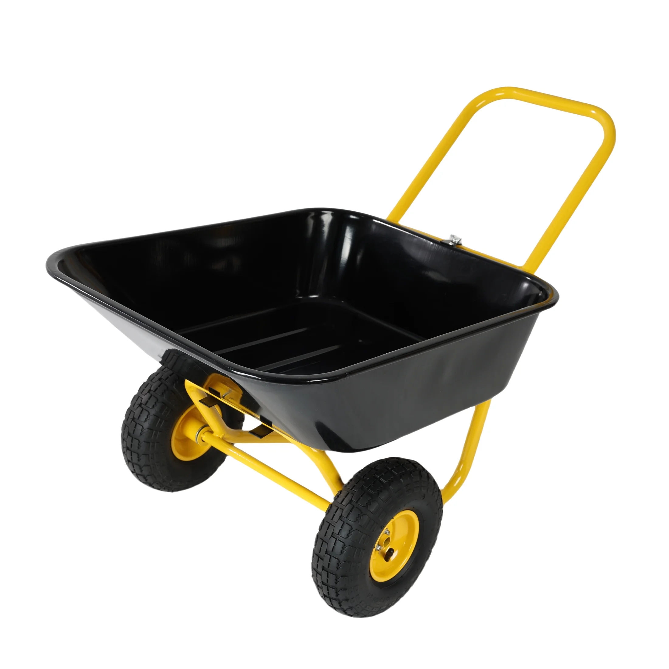 2 Wheel Wheelbarrow, Plastic and Steel Wheel Barrel, 300lbs Capacity Garden Cart for Lawn, Gardening, Construction(Yellow+Black) - Image 8