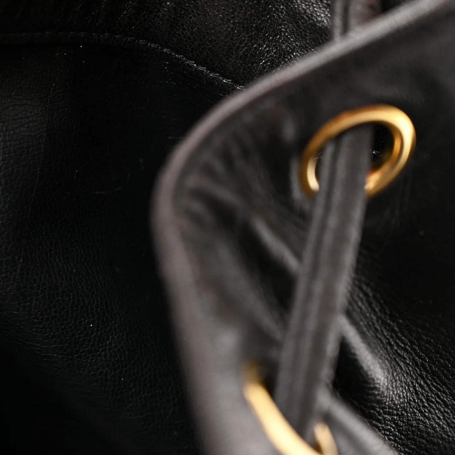 Lambskin CC Drawstring Backpack Black