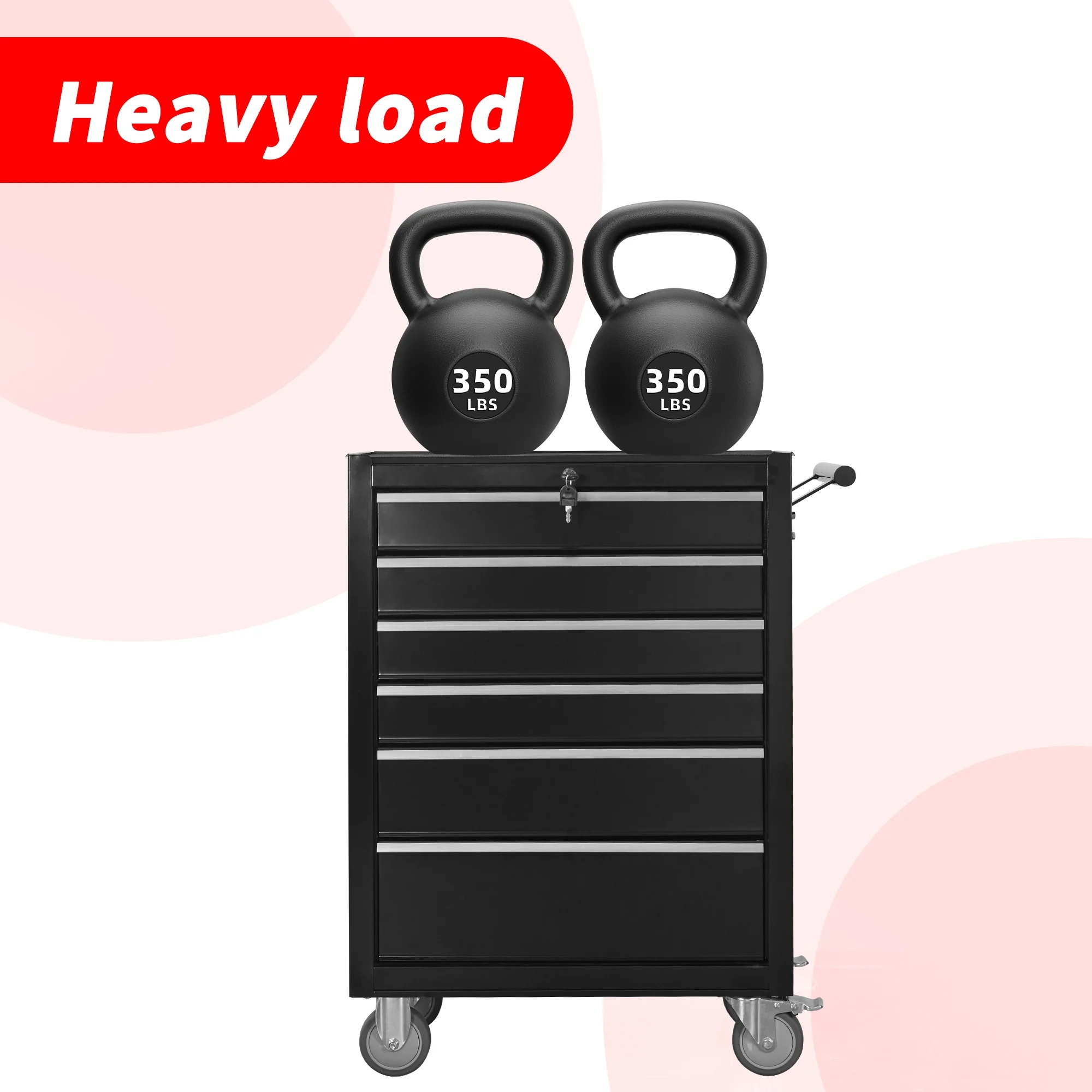 6 - Drawer Rolling Tool Chest Cabinet, Large Capacity Metal Tool Box with Wheels