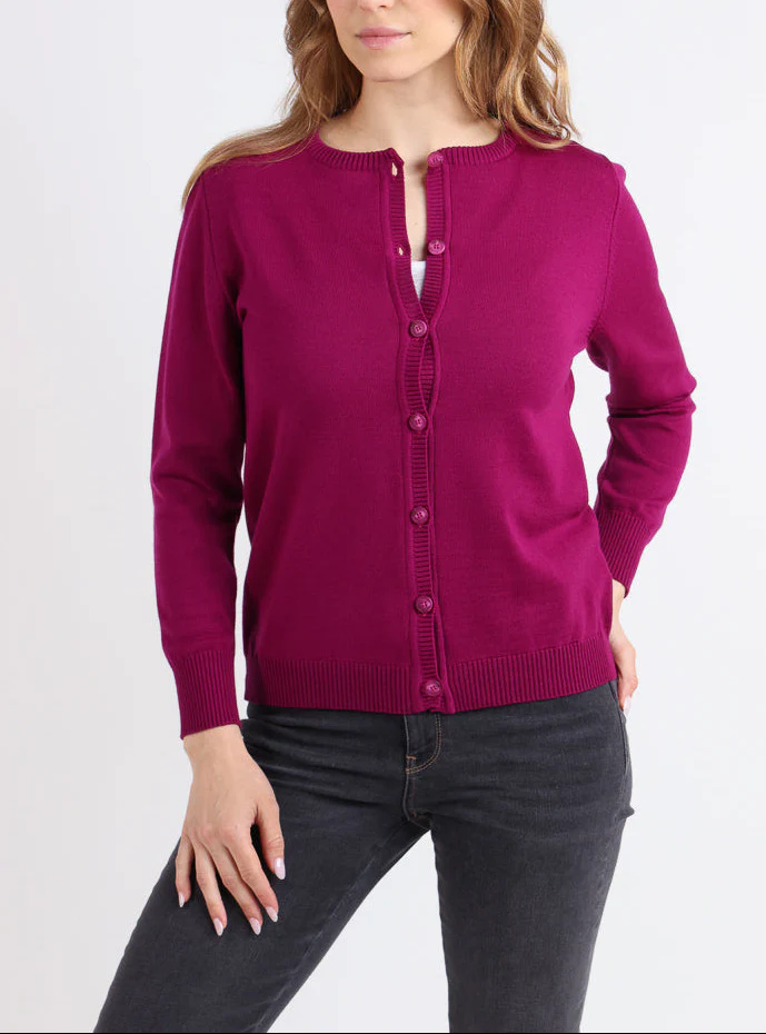 Cardigan femme en laine mérinos violet