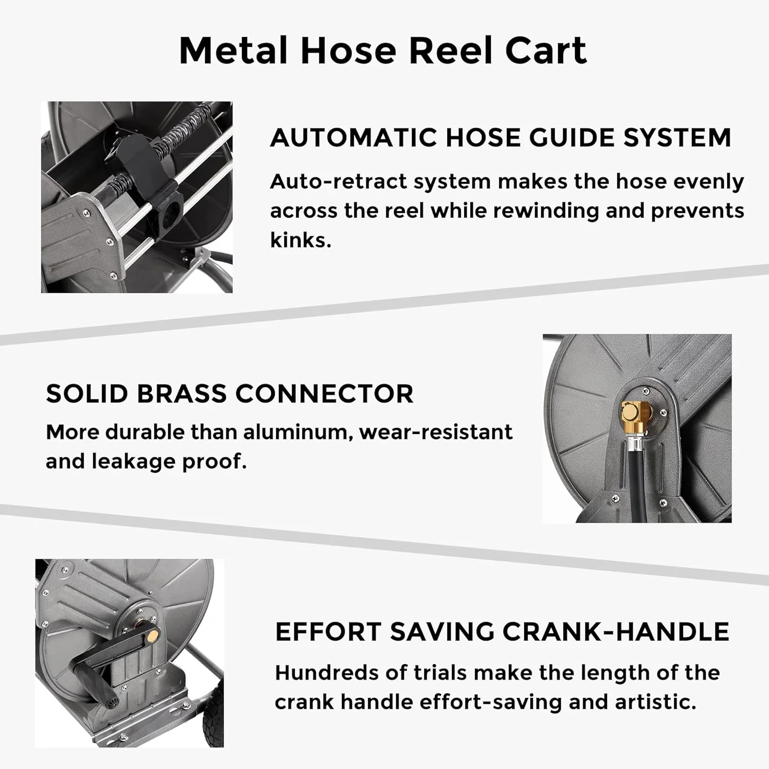 Giraffe Tools Heavy Duty Water Hose Reel Cart, Garden Hose Reel Cart with Wheels