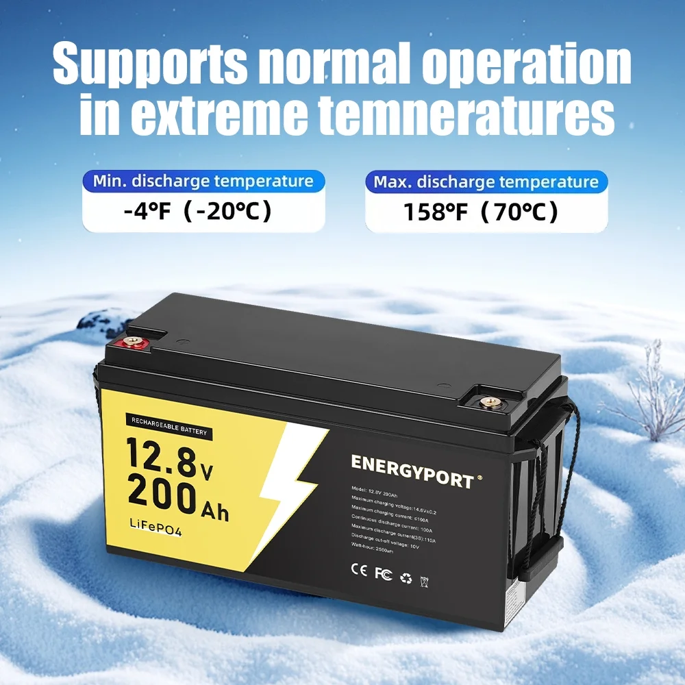 2pack 12V 200Ah LiFePO4 Battery, Built-in 200A BMS, Rechargeable Deep Cycles DIY Battery, 2560Wh Lithium Battery for Off-Grid and Home Solar System, Marine, Trailer, RV - Image 3