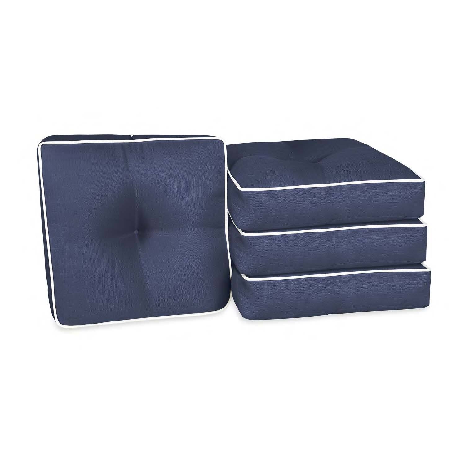 Outdoor/ Indoor 4-Piece Wicker Seat Cushion Set for Patio Furniture - Navy