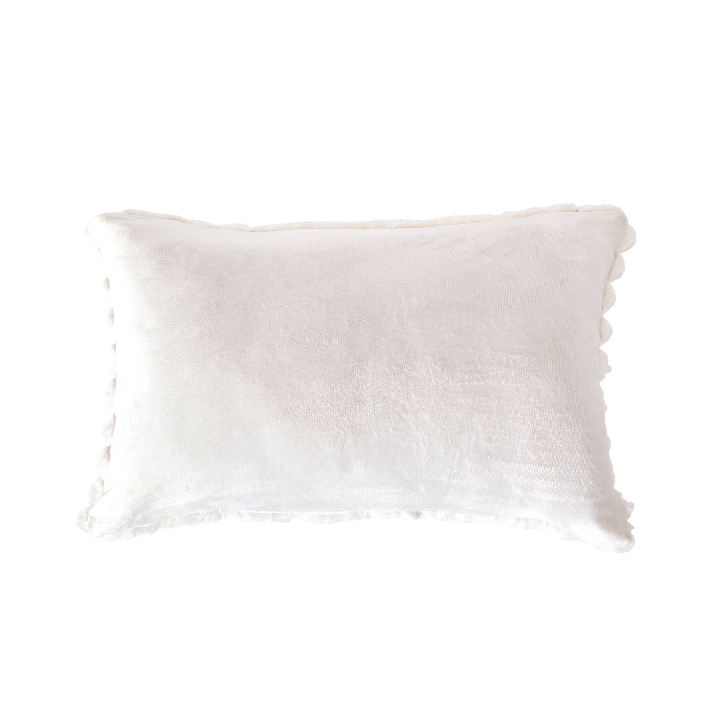 Luxe Rib Faux Fur Cushion Antique White 55x35cm