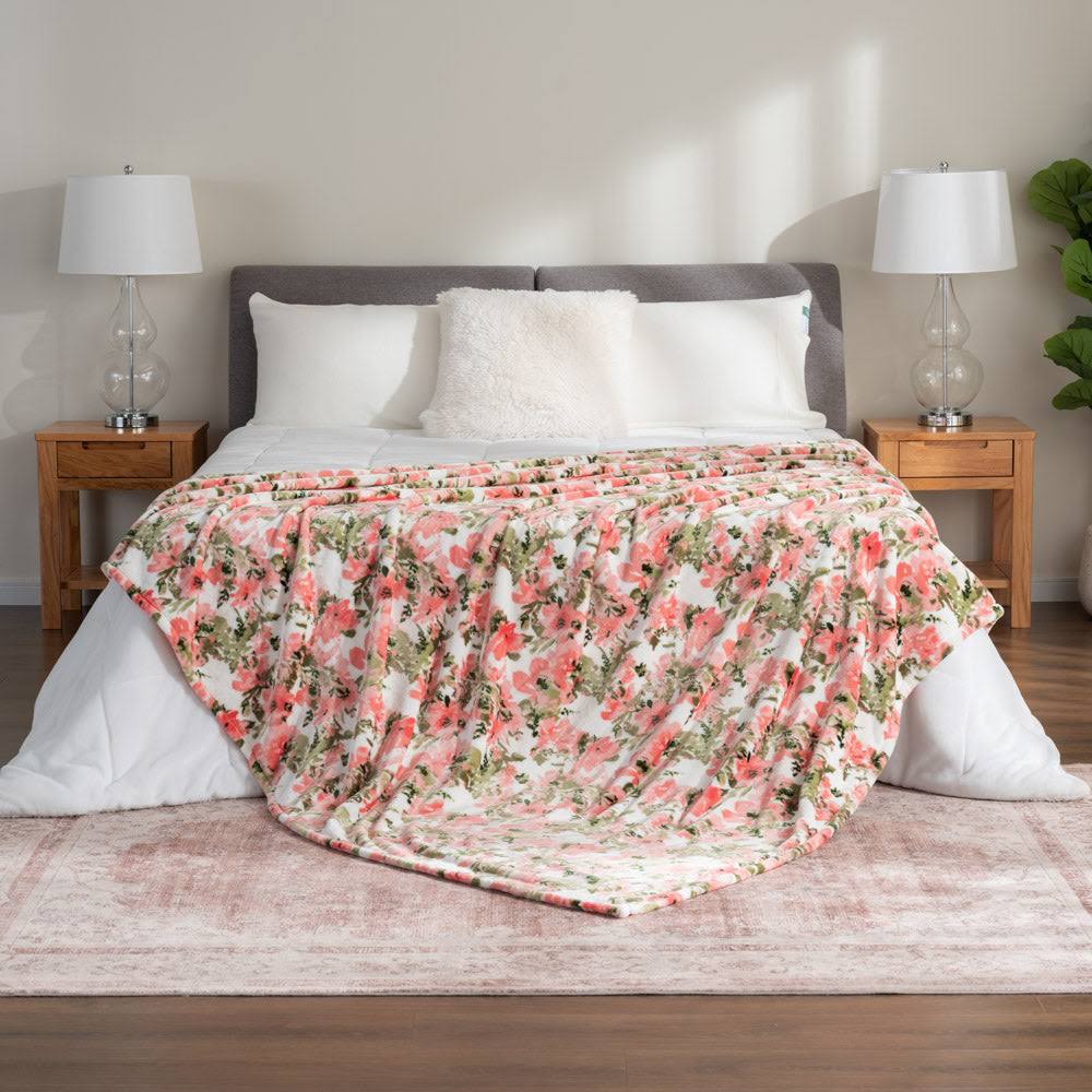 Berkshire Blanket-Classic Heavyweight Soft Printed VelvetLoft Plush Warm Blanket, Twin Size Soft Fuzzy Blanket for Couch Sofa Bed, Abstraction Pink