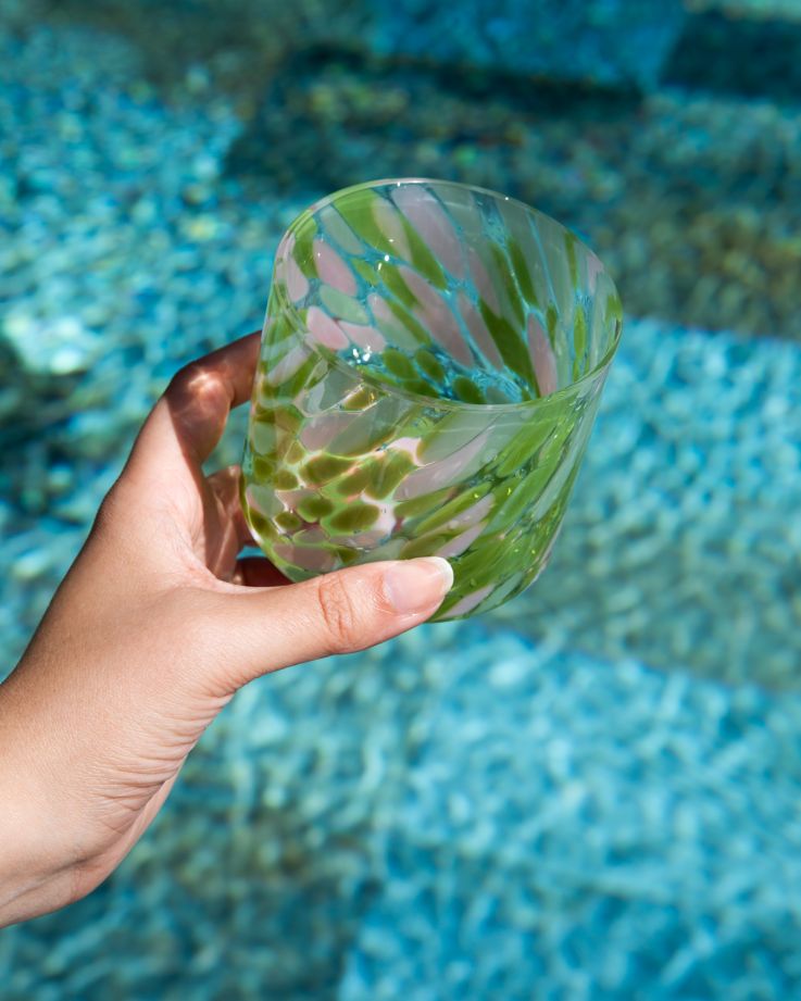 JOIA - SMALL GLASS DROPS GREEN PINK