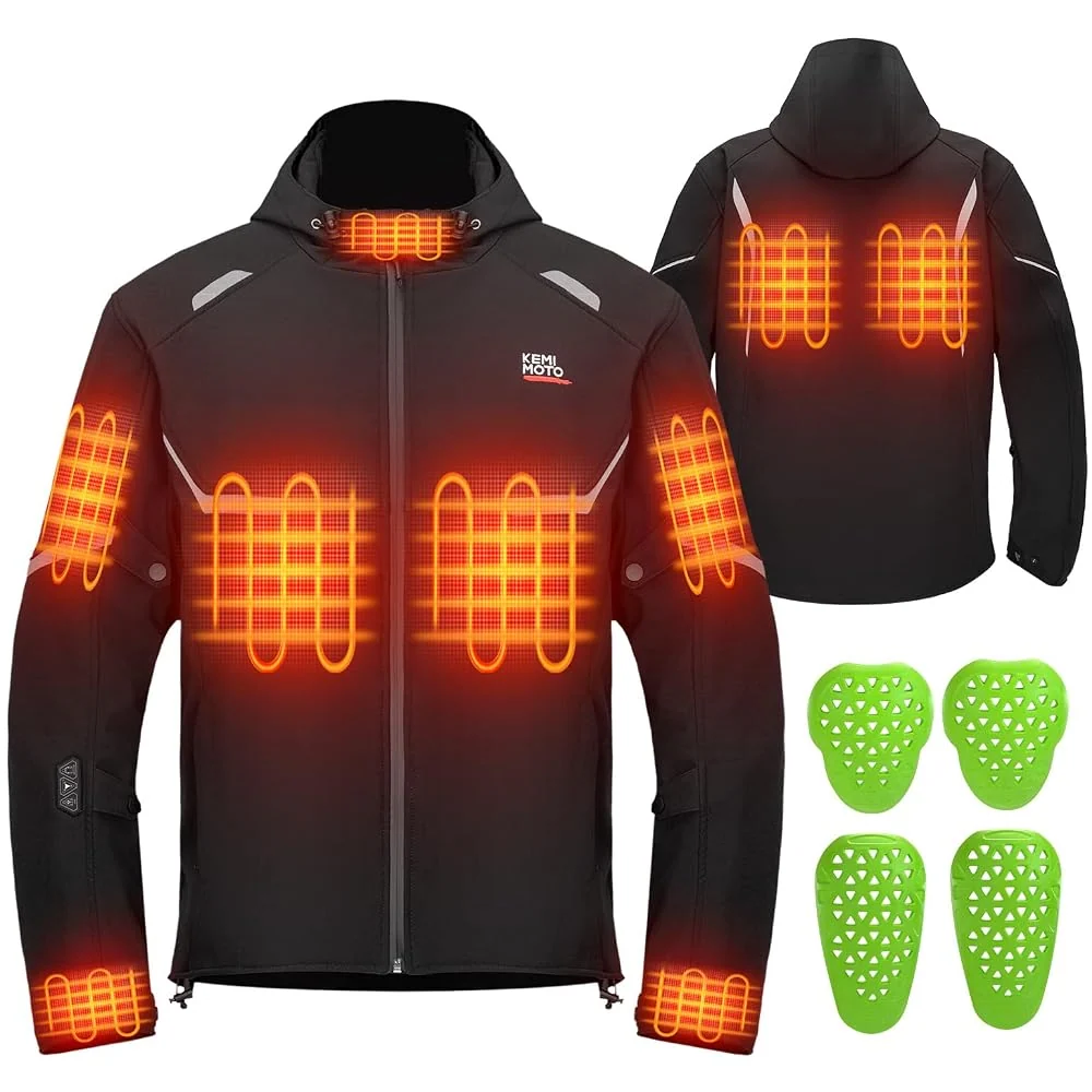 KEMIMOTO Heated Motorcycle Jacket with 6-12H Heating Time for All Seasons
