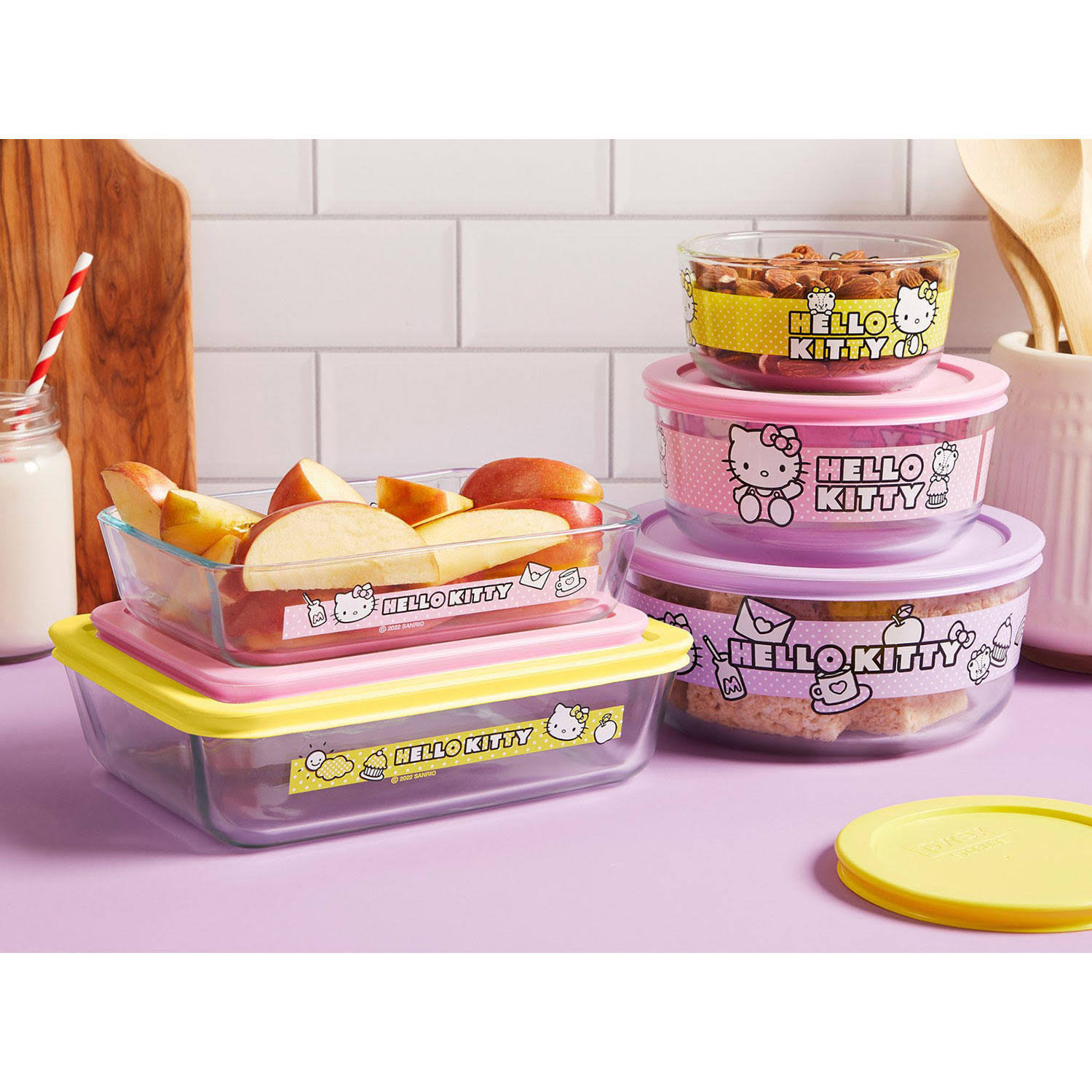 Pyrex 10 Piece Glass Food Storage Set (Hello Kitty)
