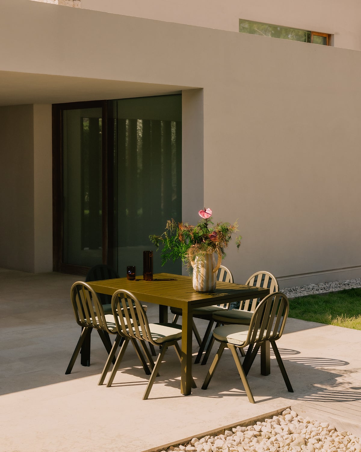 Set Seila - Llibet - Set de Mesa Extensible Rectangular (135-265x100 cm) Seila y 6 Sillas de Aluminio Llibet de Exterior