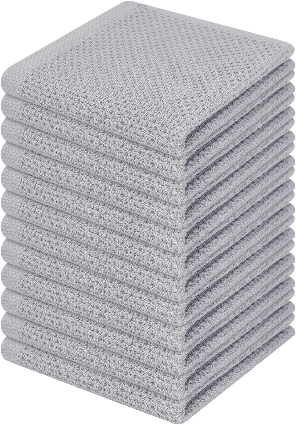 Homaxy 100% Cotton Waffle Weave Kitchen Dish Cloths 6-Pack, Dark Grey
