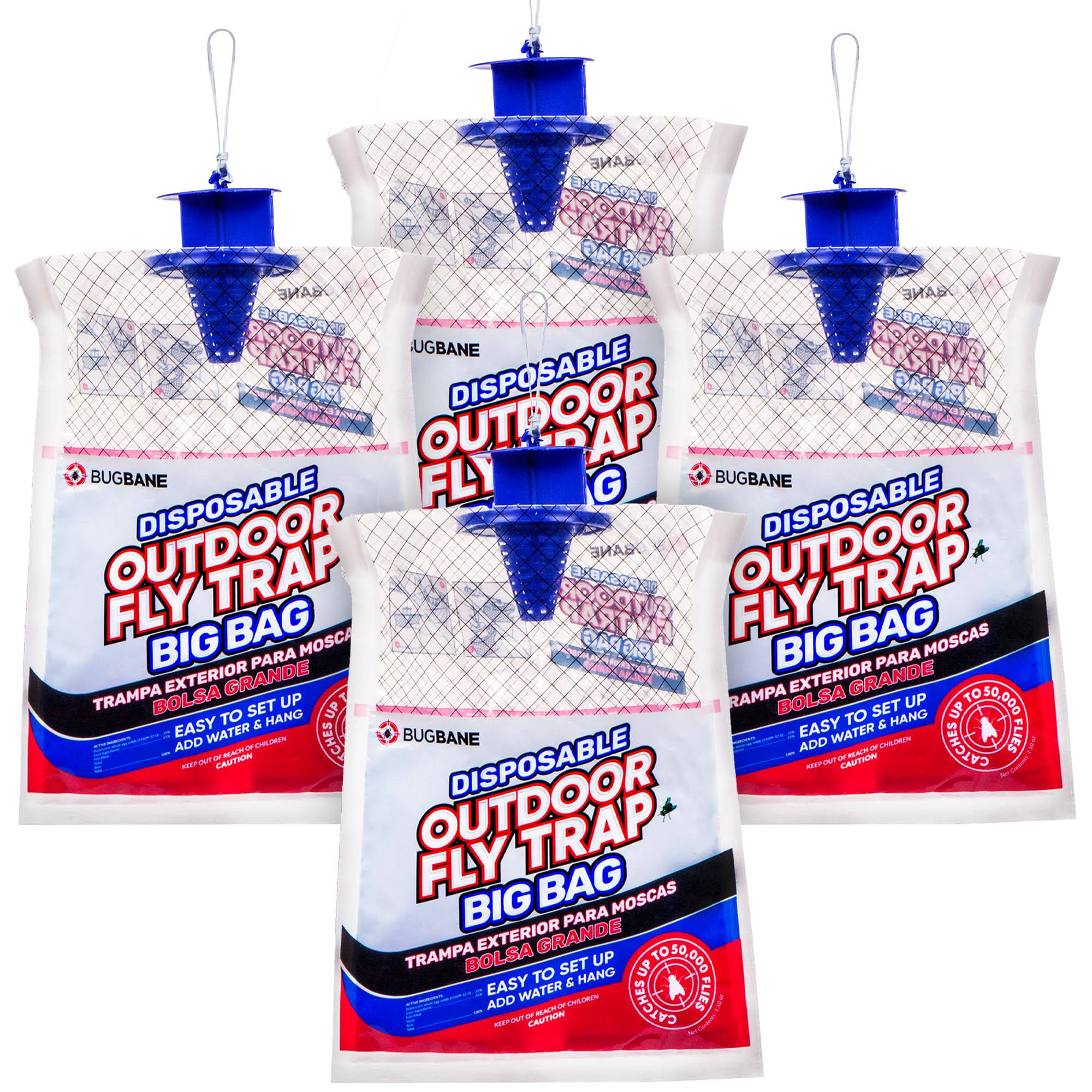 Fly Traps Outdoor Fly Traps. 4 Natural Pre-Baited Fly Bags Outdoor Disposable. Big Bag Fly Trap Bag Fly Catchers Outdoors. Stable Horse Ranch Fly