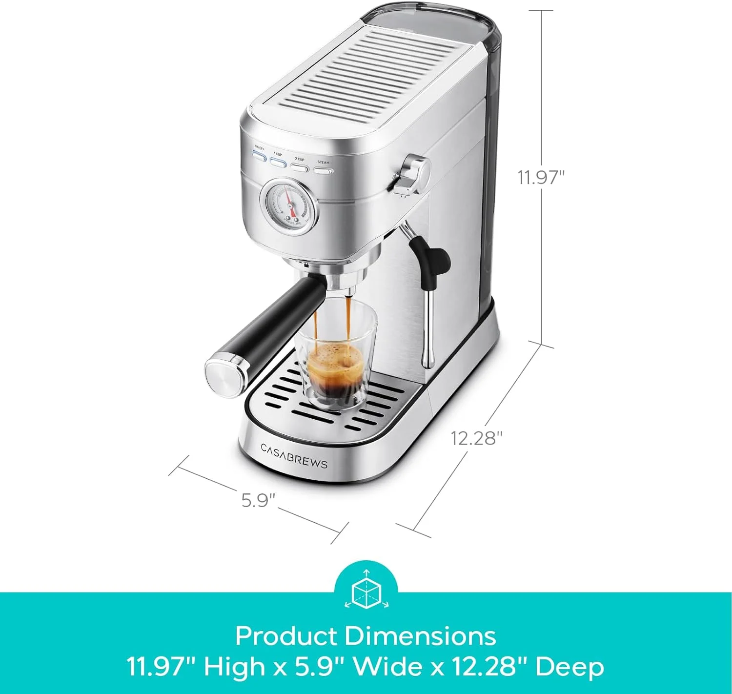CM5418 20-Bar Espresso Machine and Coffee Maker, Silver(Silver) - Image 2