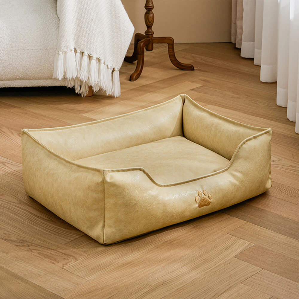 Luxury Faux Leather Waterproof Removable Dog Sofa Bed