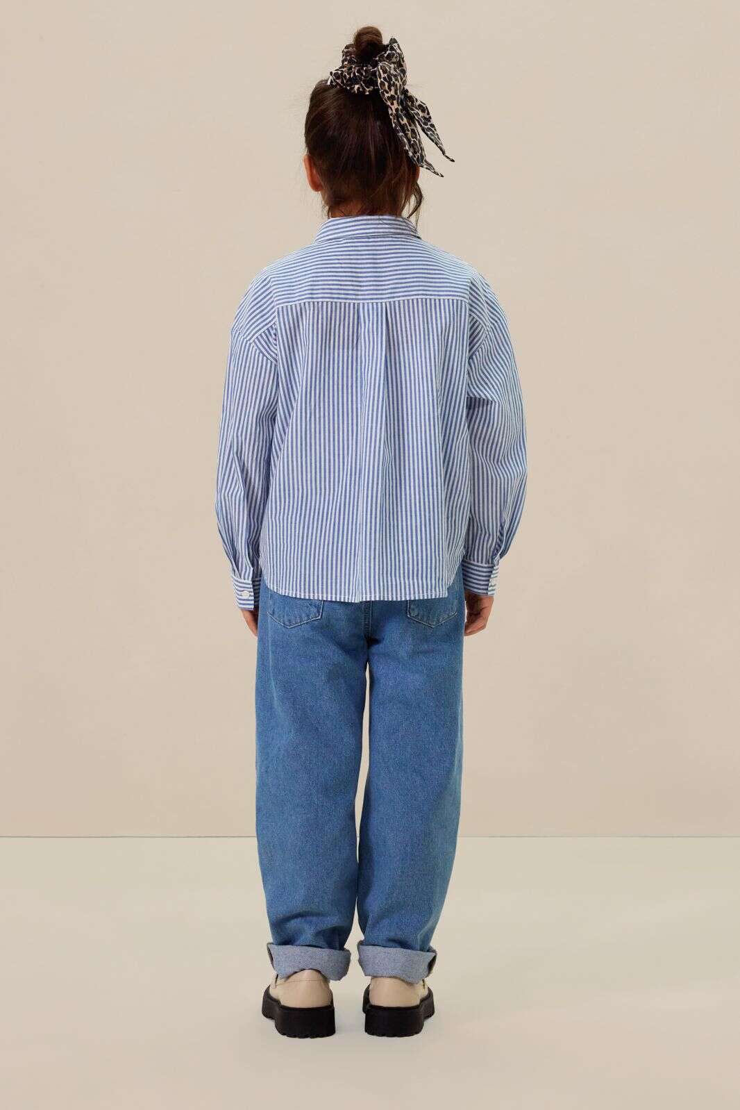 Blauwe gestreepte blouse met hartje